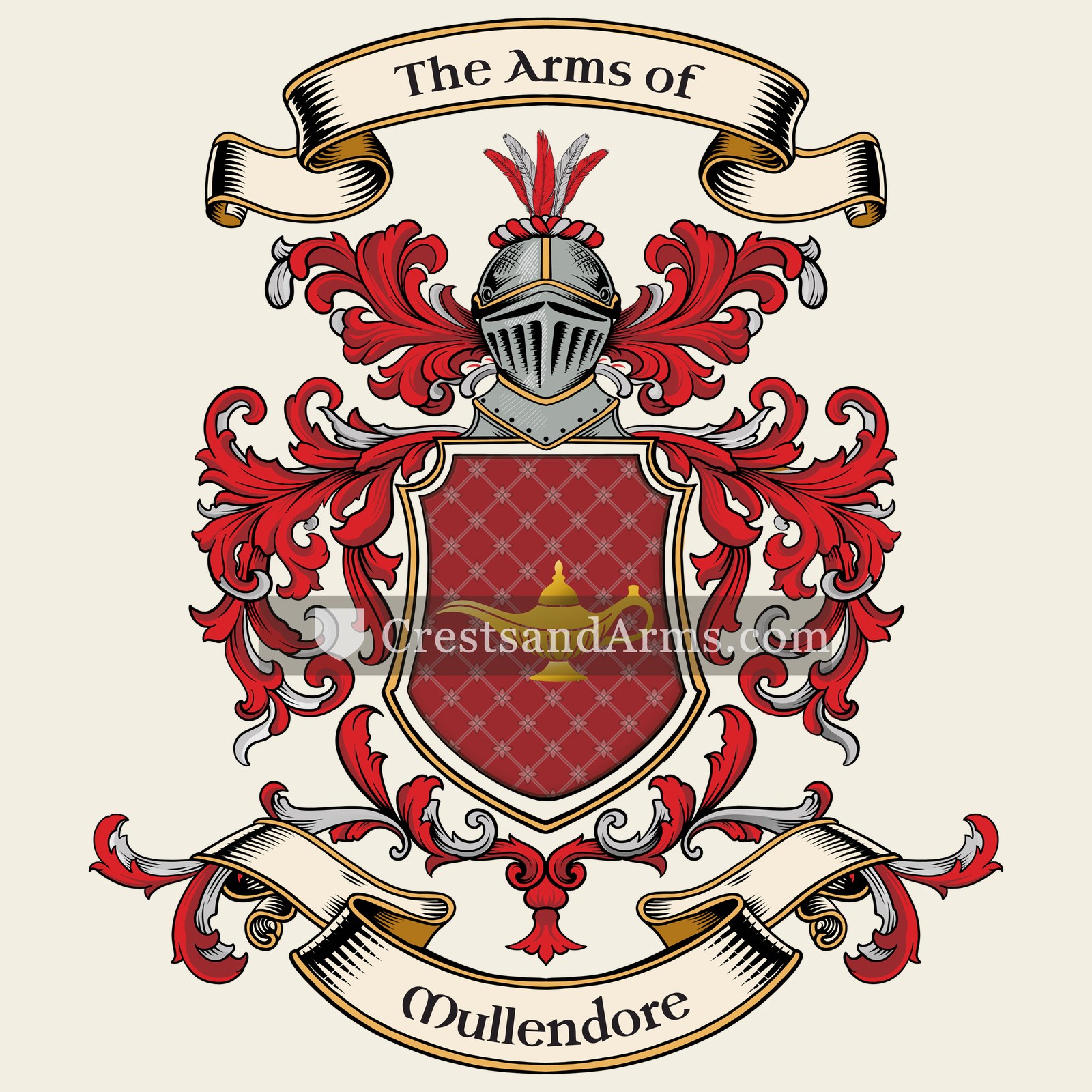 The Mullendore coat of arms, drawn from the recorded blazon