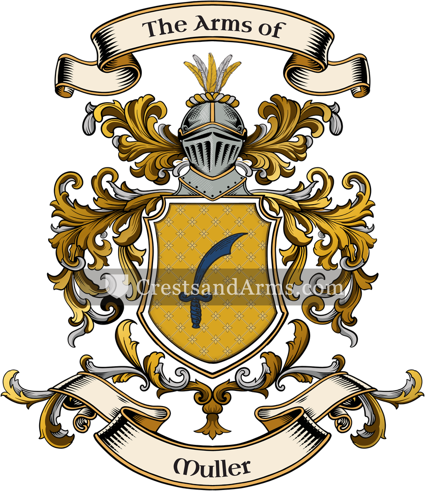 The Muller coat of arms, drawn from the recorded blazon