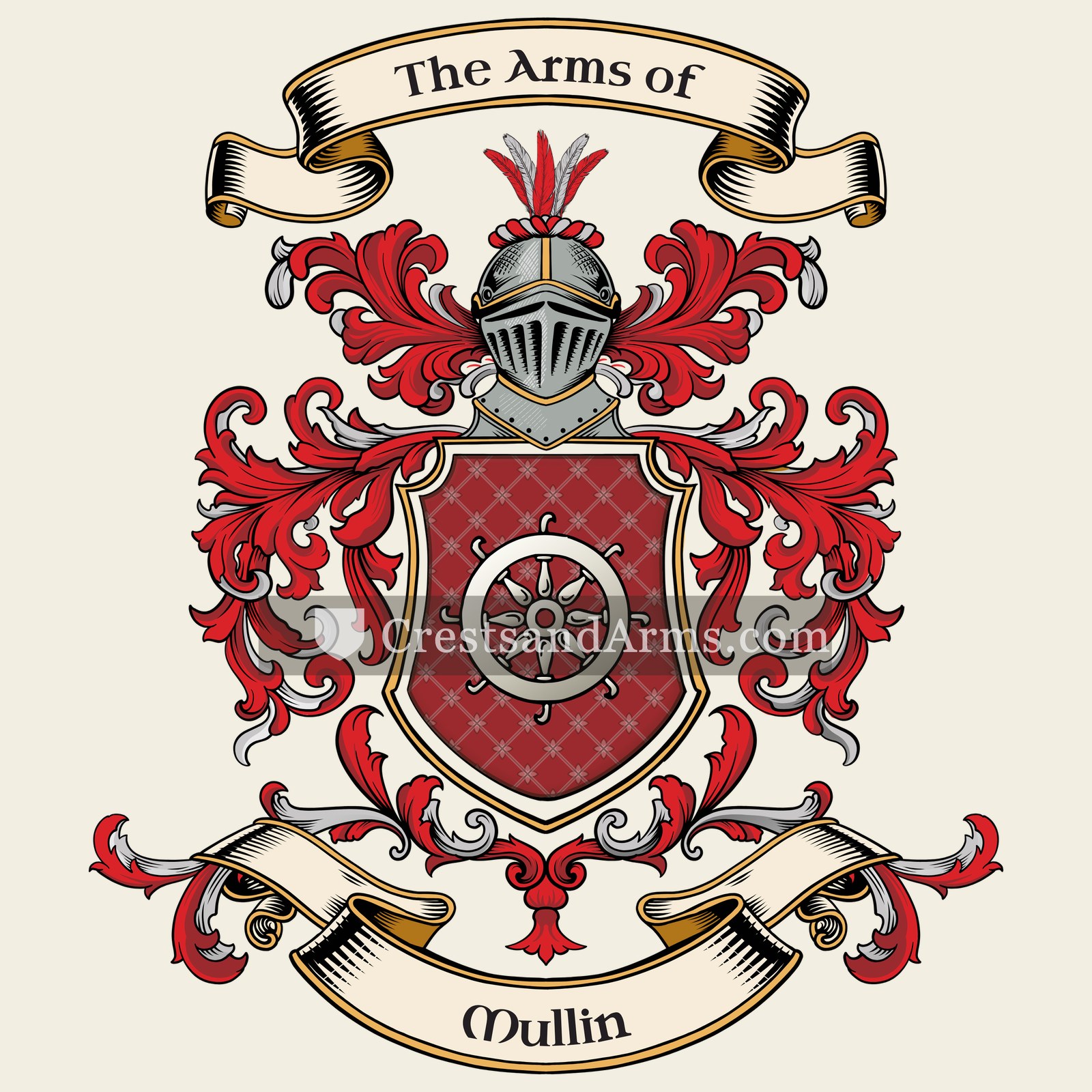 The Mullin coat of arms, drawn from the recorded blazon