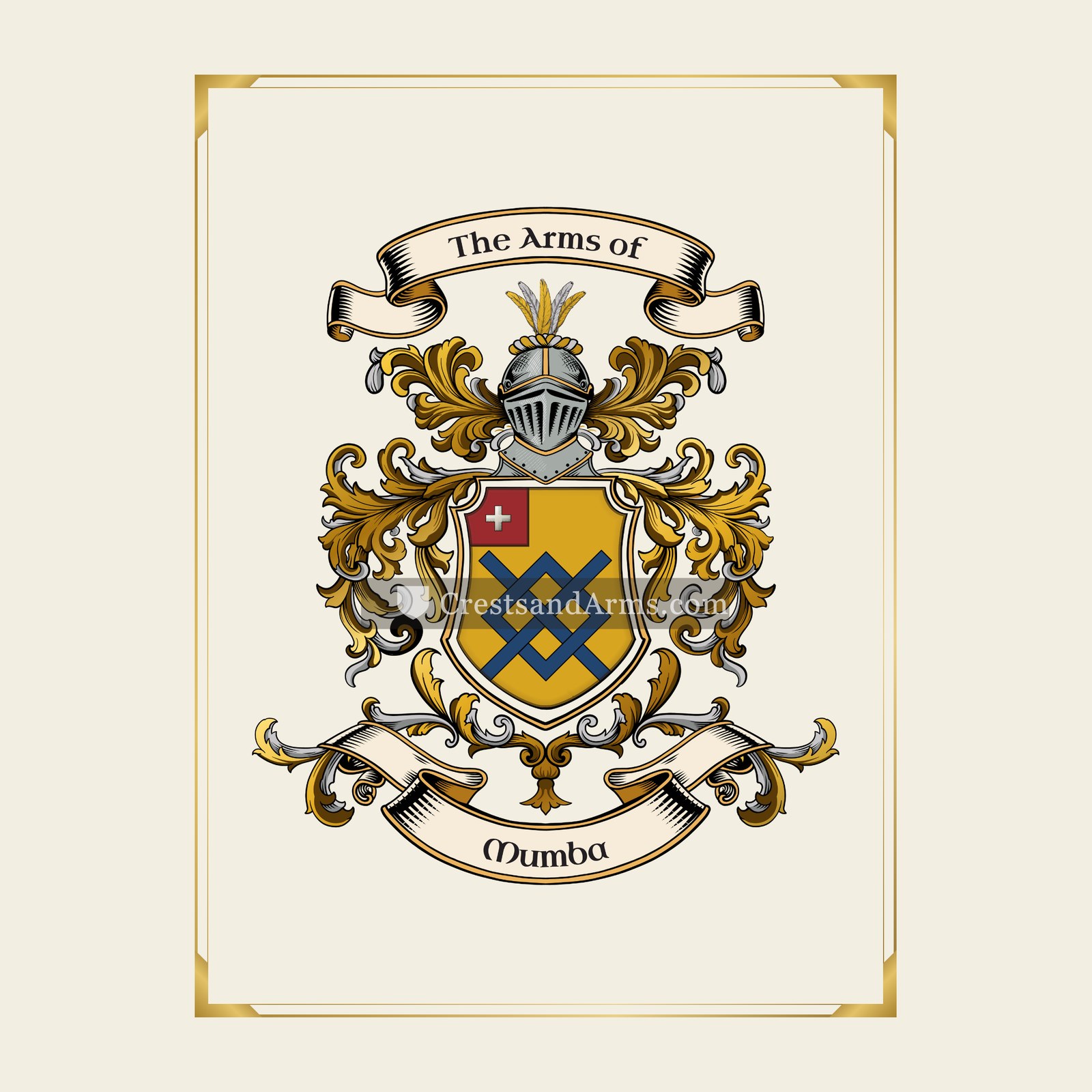With gold border
