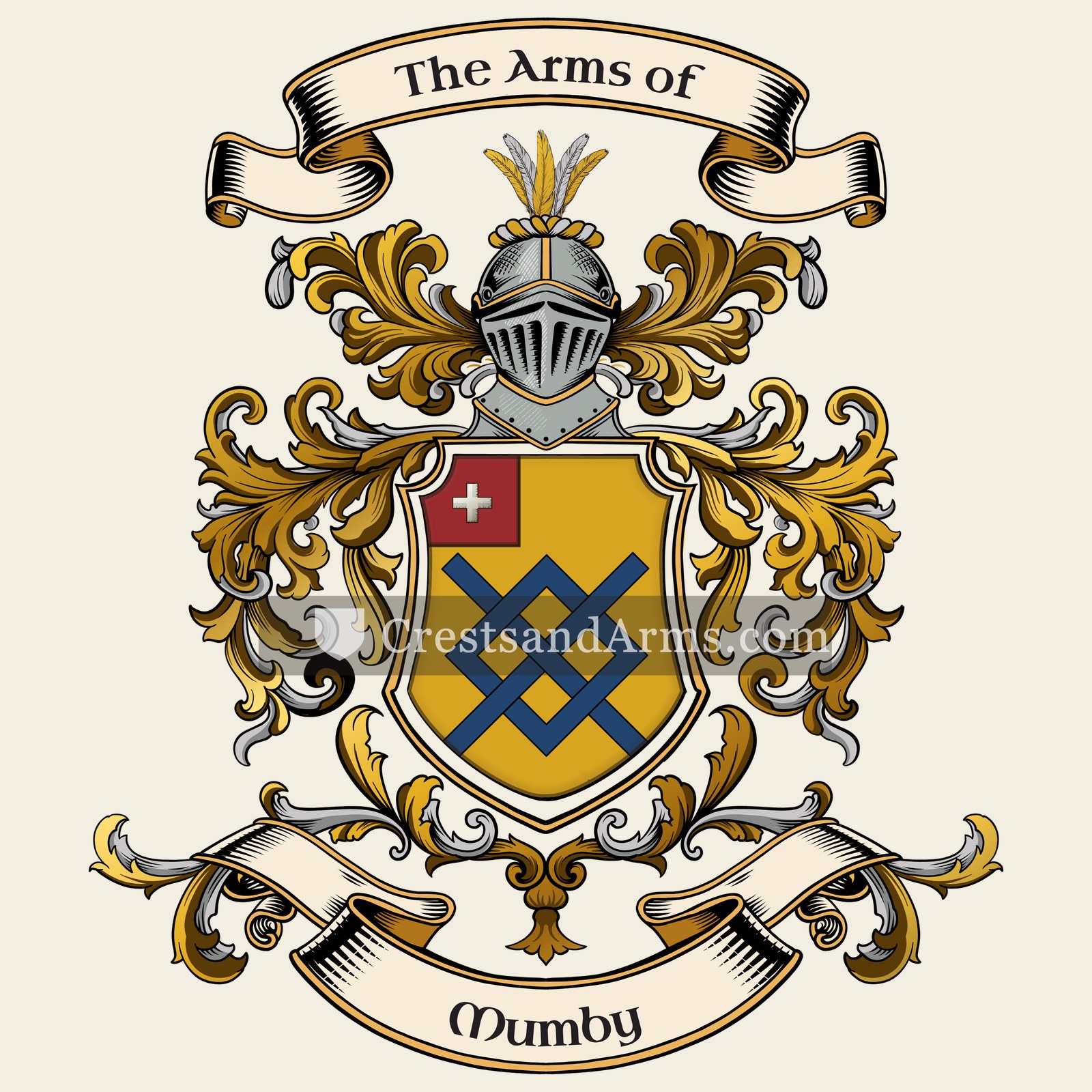 The Mumby coat of arms, drawn from the recorded blazon