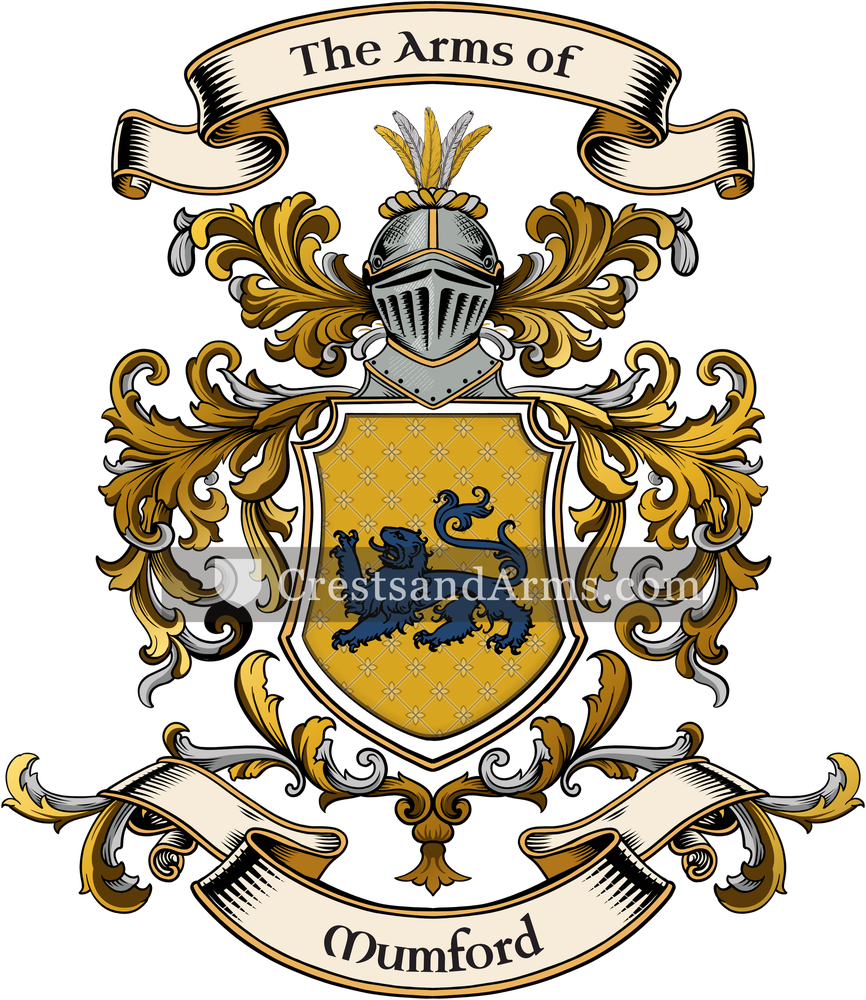 The Mumford coat of arms, drawn from the recorded blazon