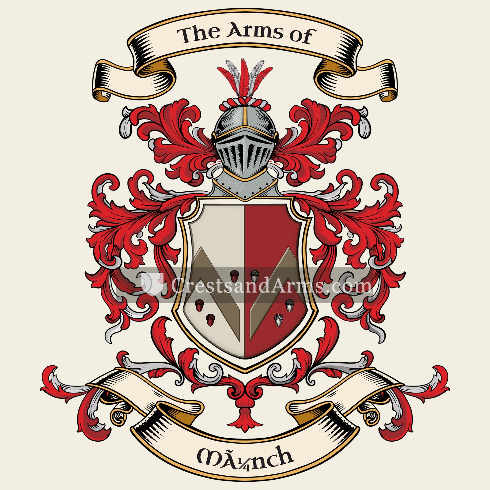 The Münch coat of arms, drawn from the recorded blazon