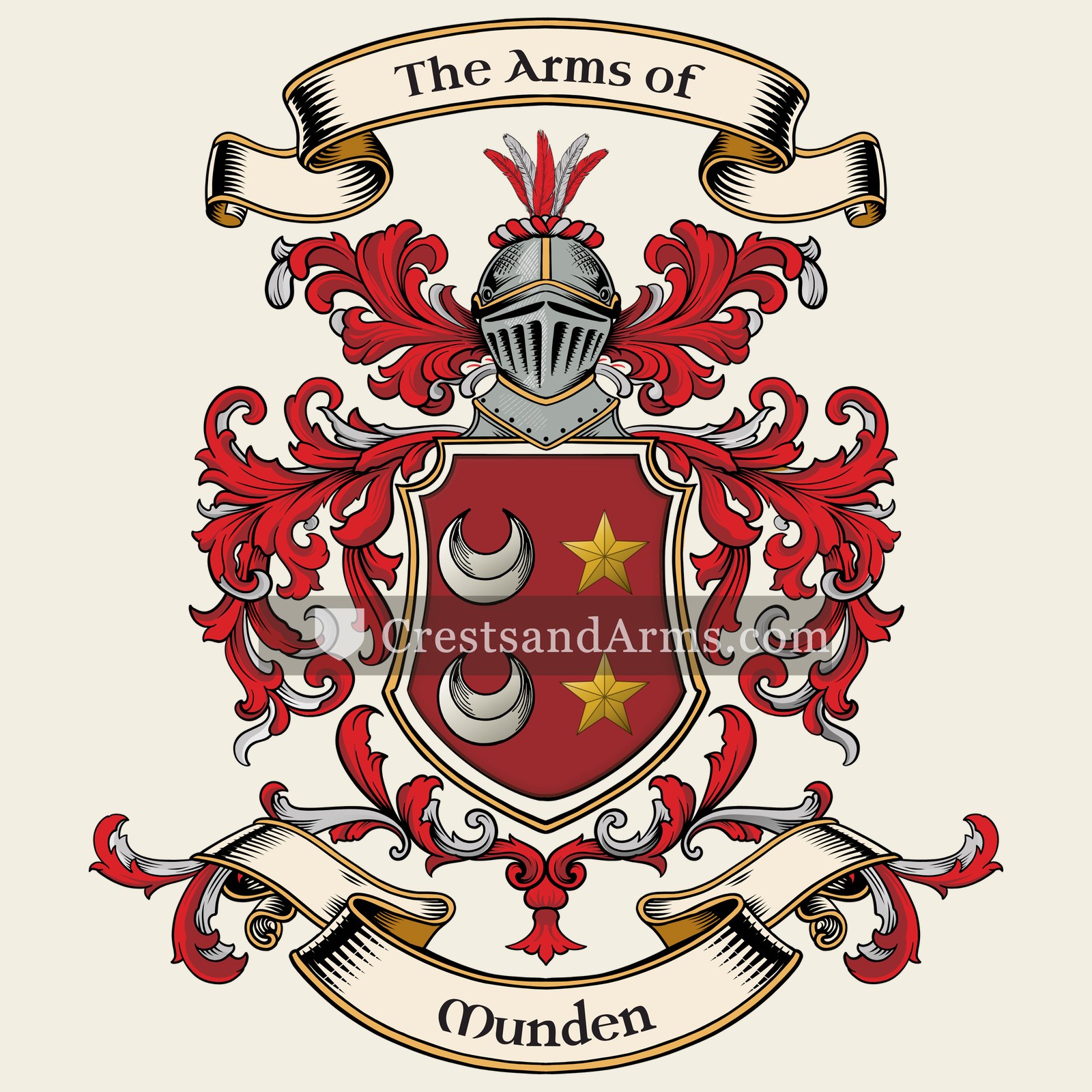The Munden coat of arms, drawn from the recorded blazon