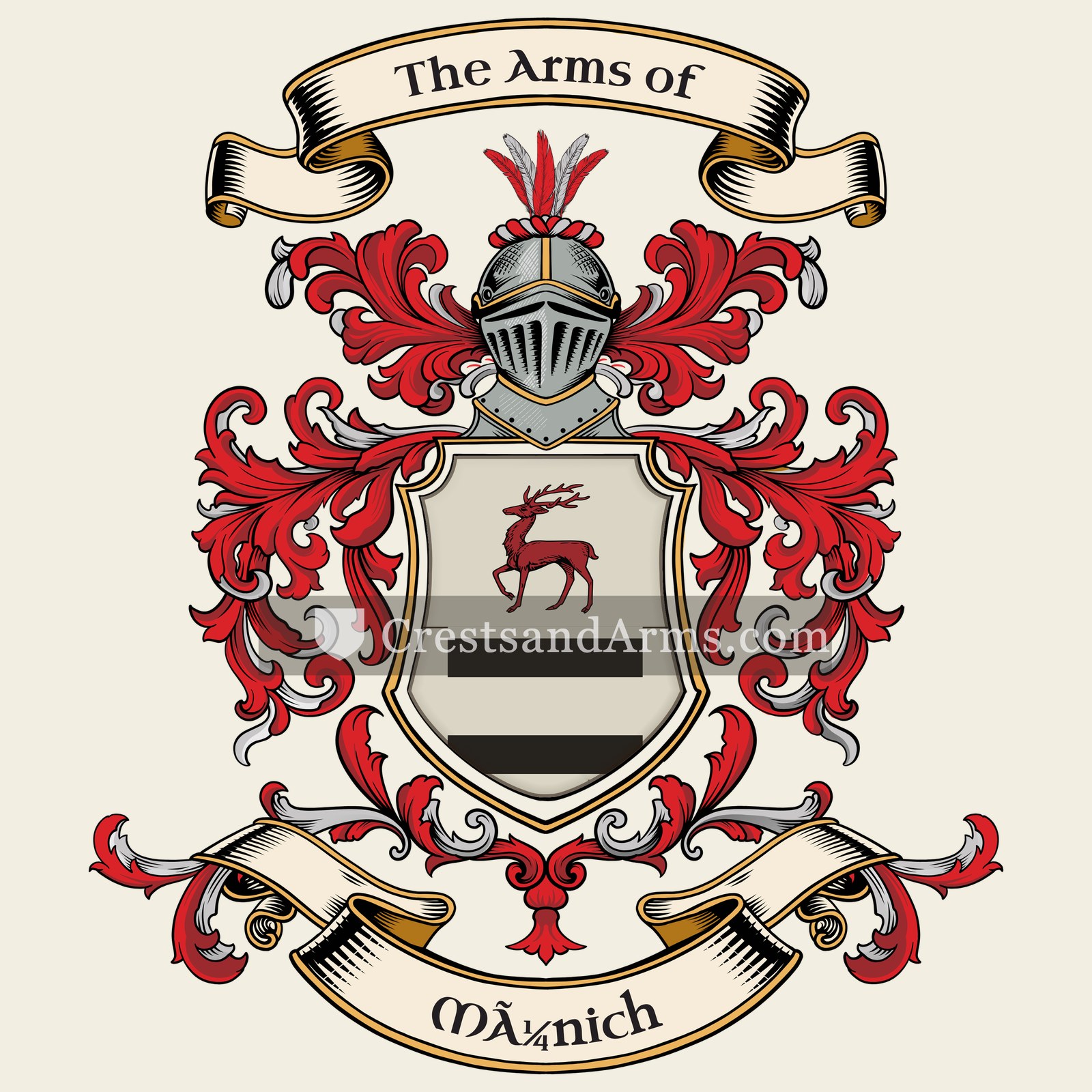 The Münich coat of arms, drawn from the recorded blazon