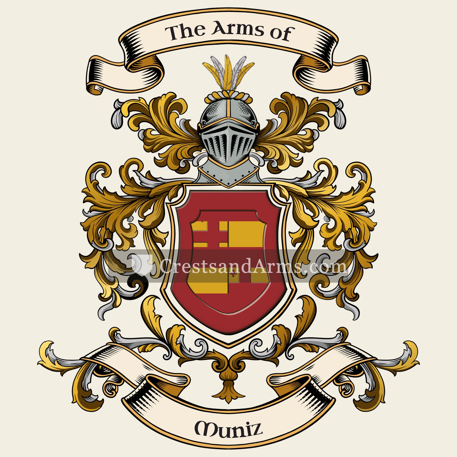 The Muniz coat of arms, drawn from the recorded blazon