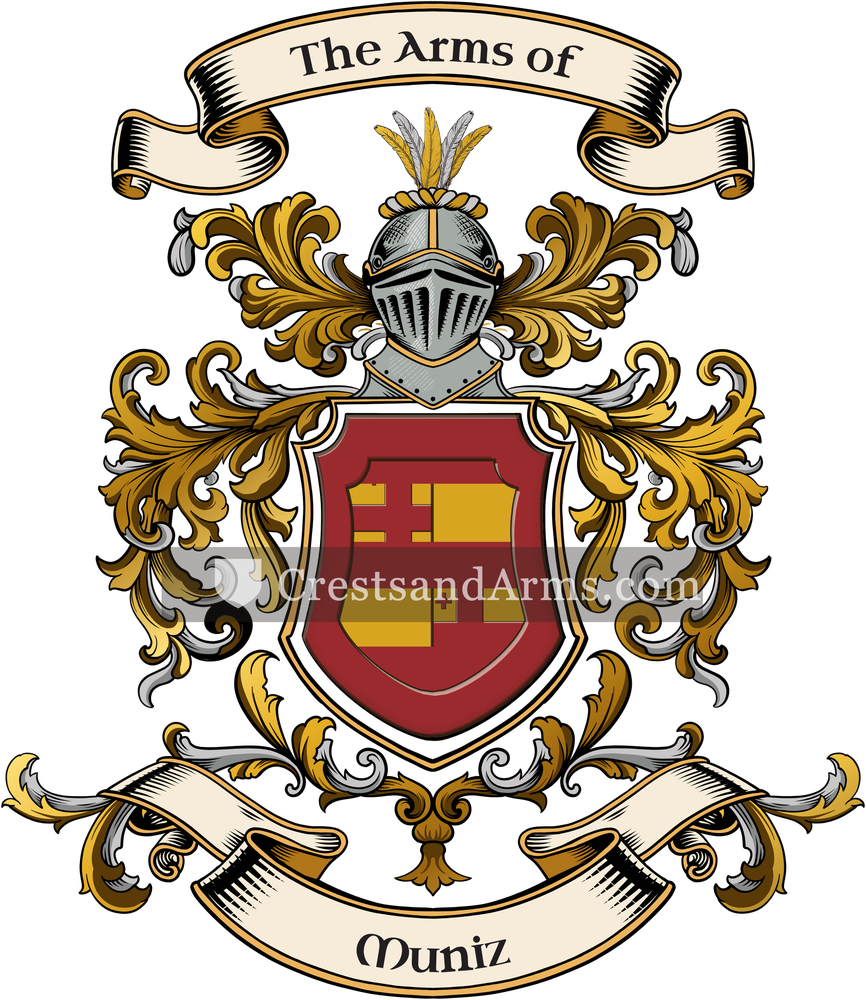 The Muniz coat of arms, drawn from the recorded blazon