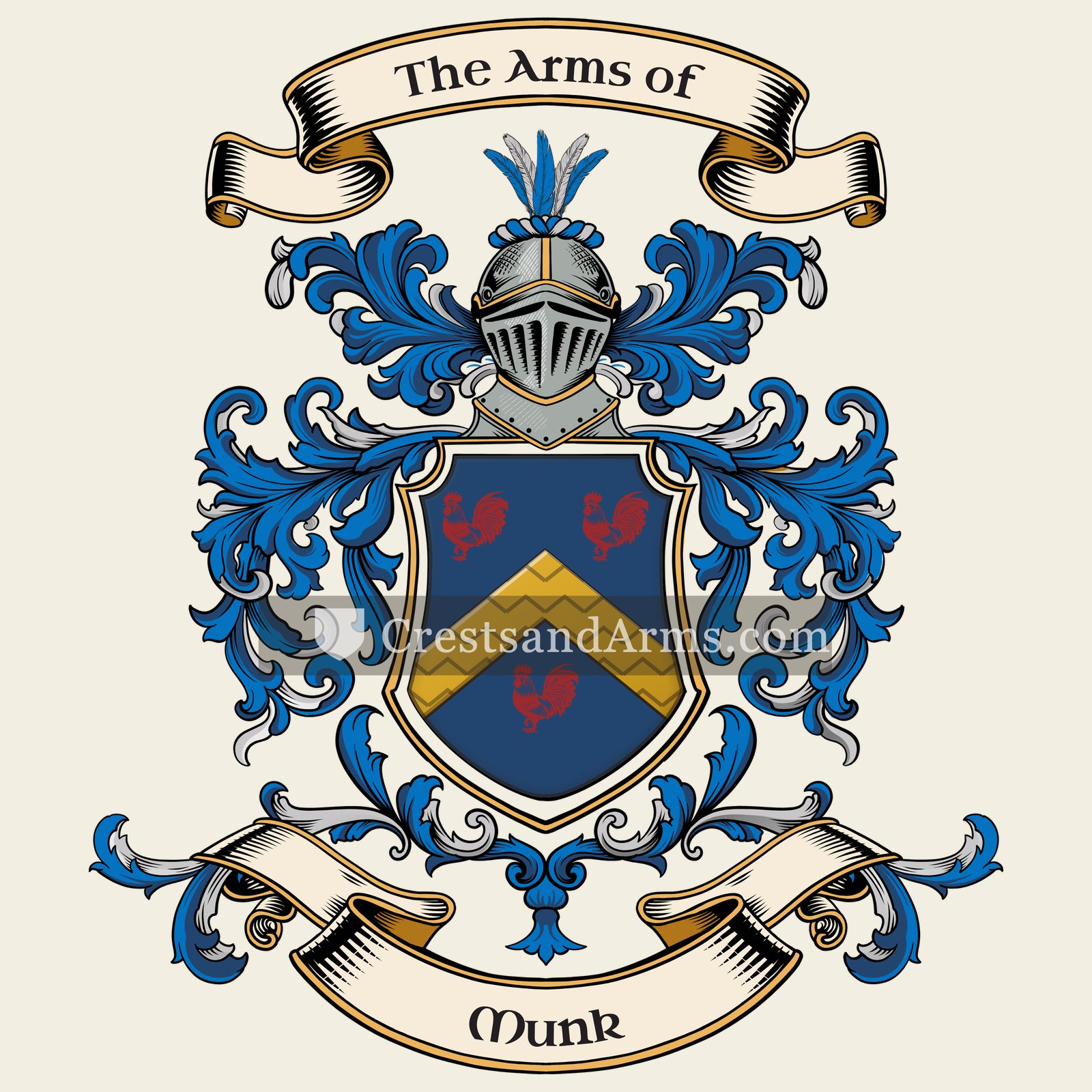 The Munk coat of arms, drawn from the recorded blazon