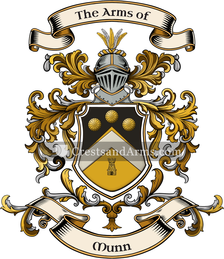The Munn coat of arms, drawn from the recorded blazon