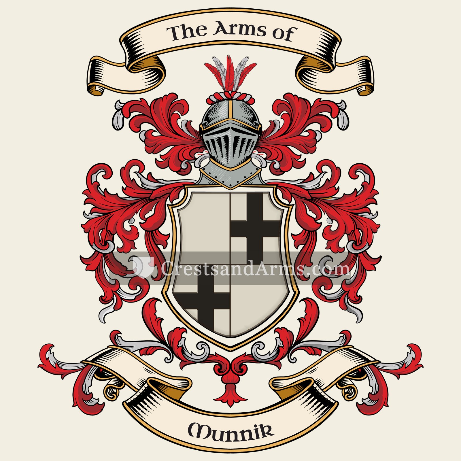 The Munnik coat of arms, drawn from the recorded blazon