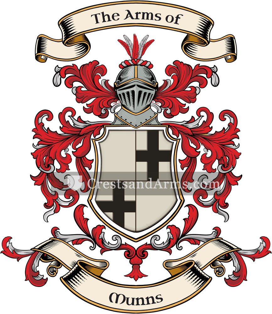The Munns coat of arms, drawn from the recorded blazon