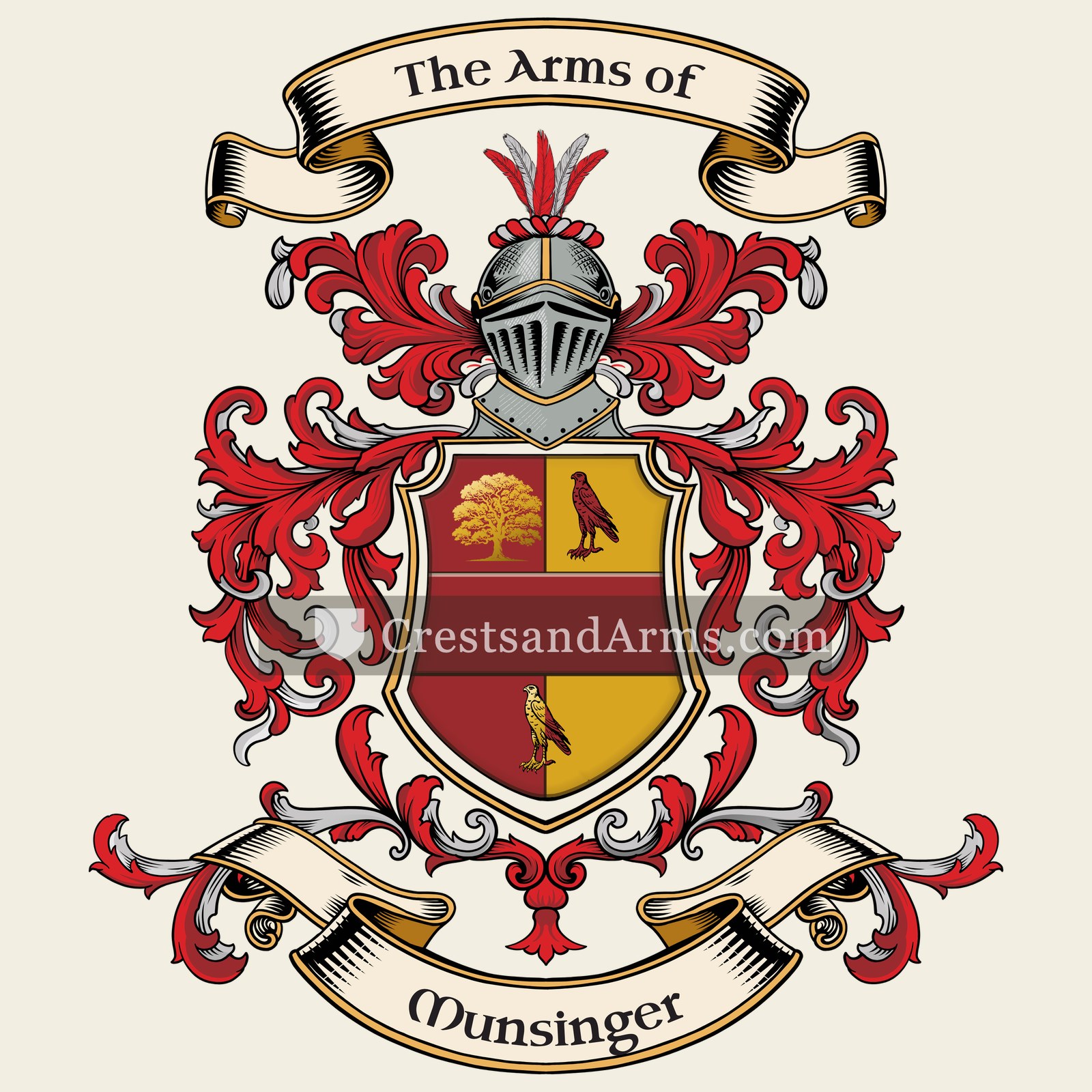 The Munsinger coat of arms, drawn from the recorded blazon