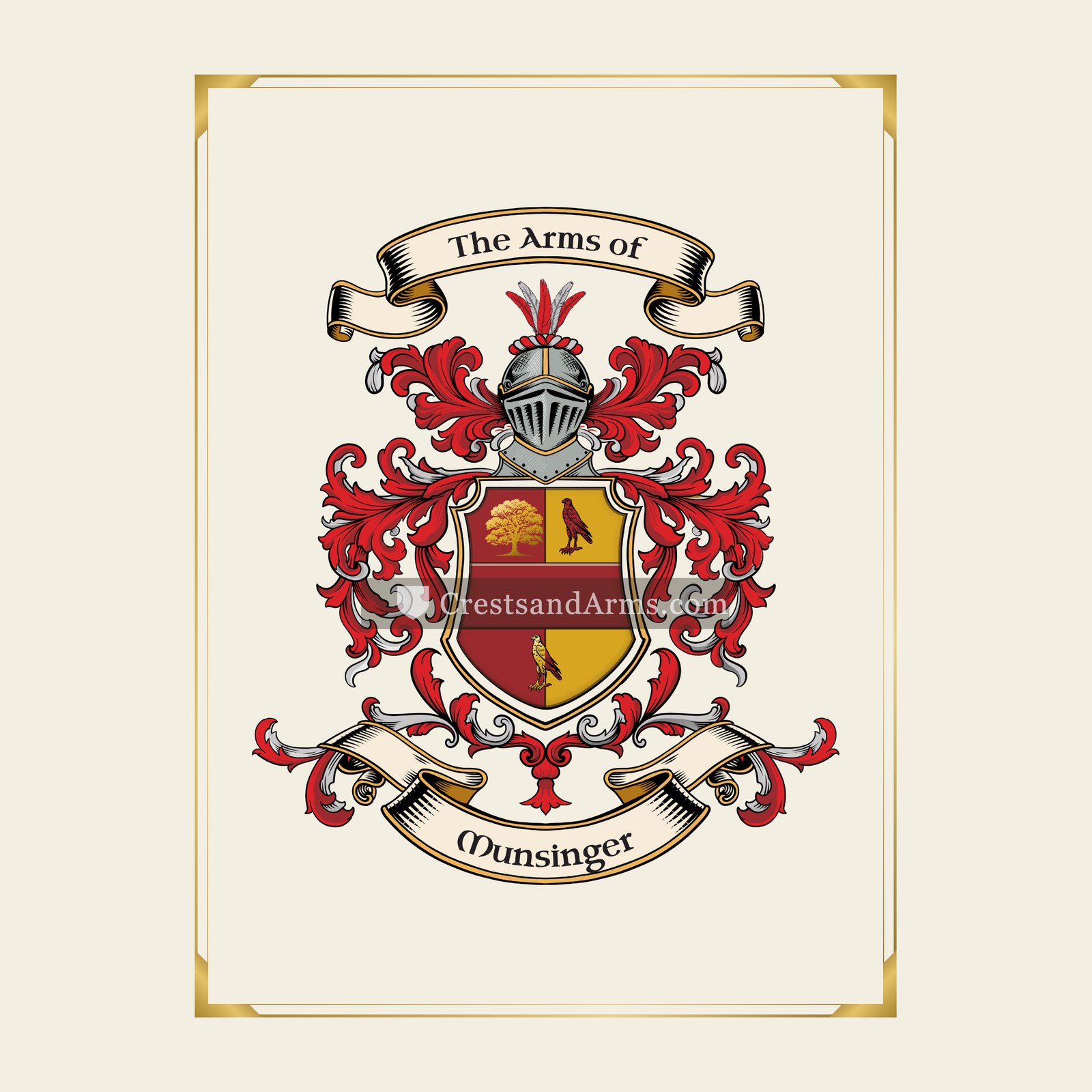 With gold border