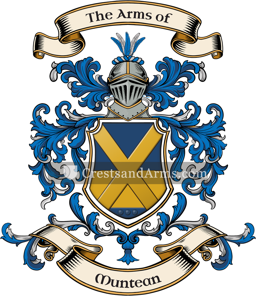 The Muntean coat of arms, drawn from the recorded blazon