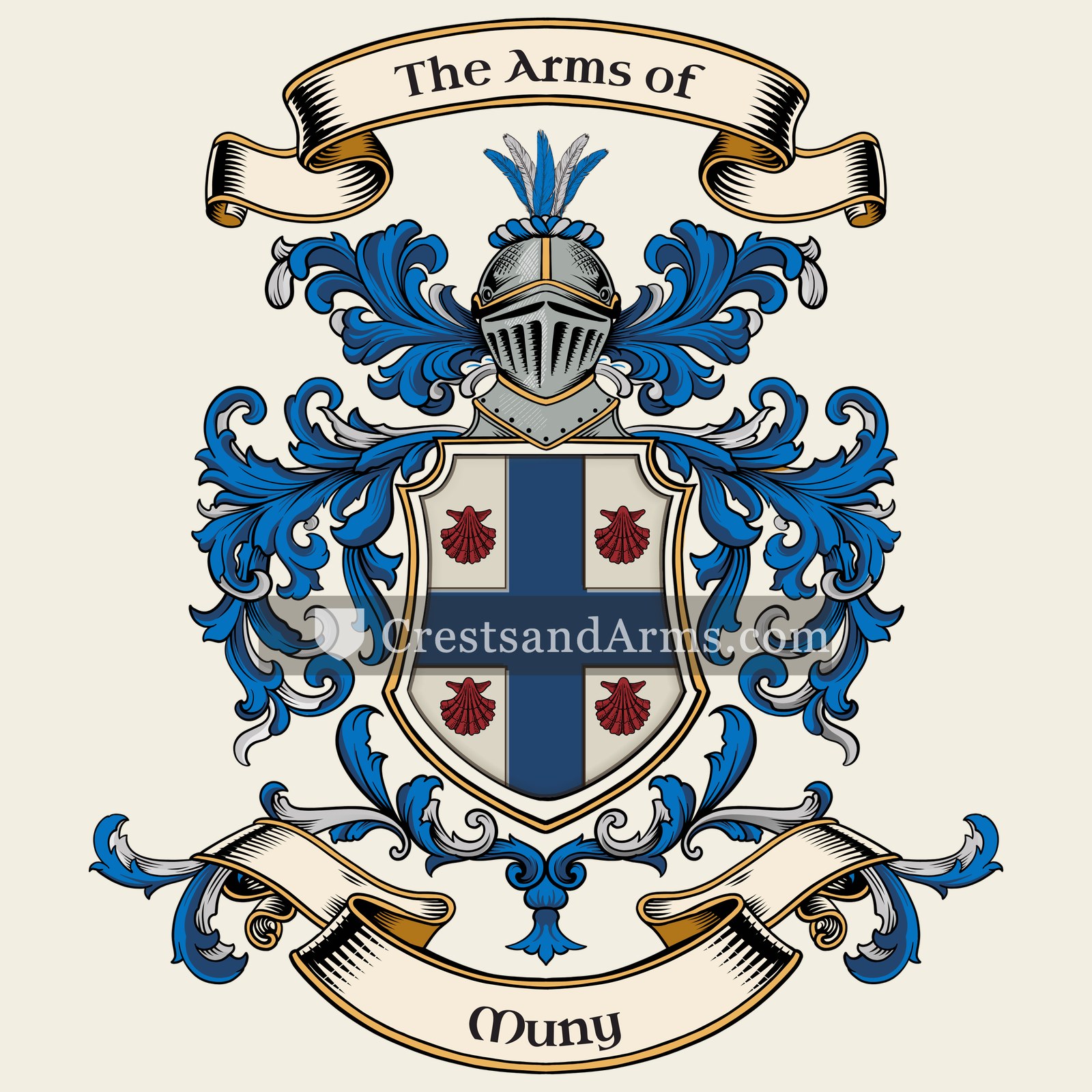 The Muny coat of arms, drawn from the recorded blazon