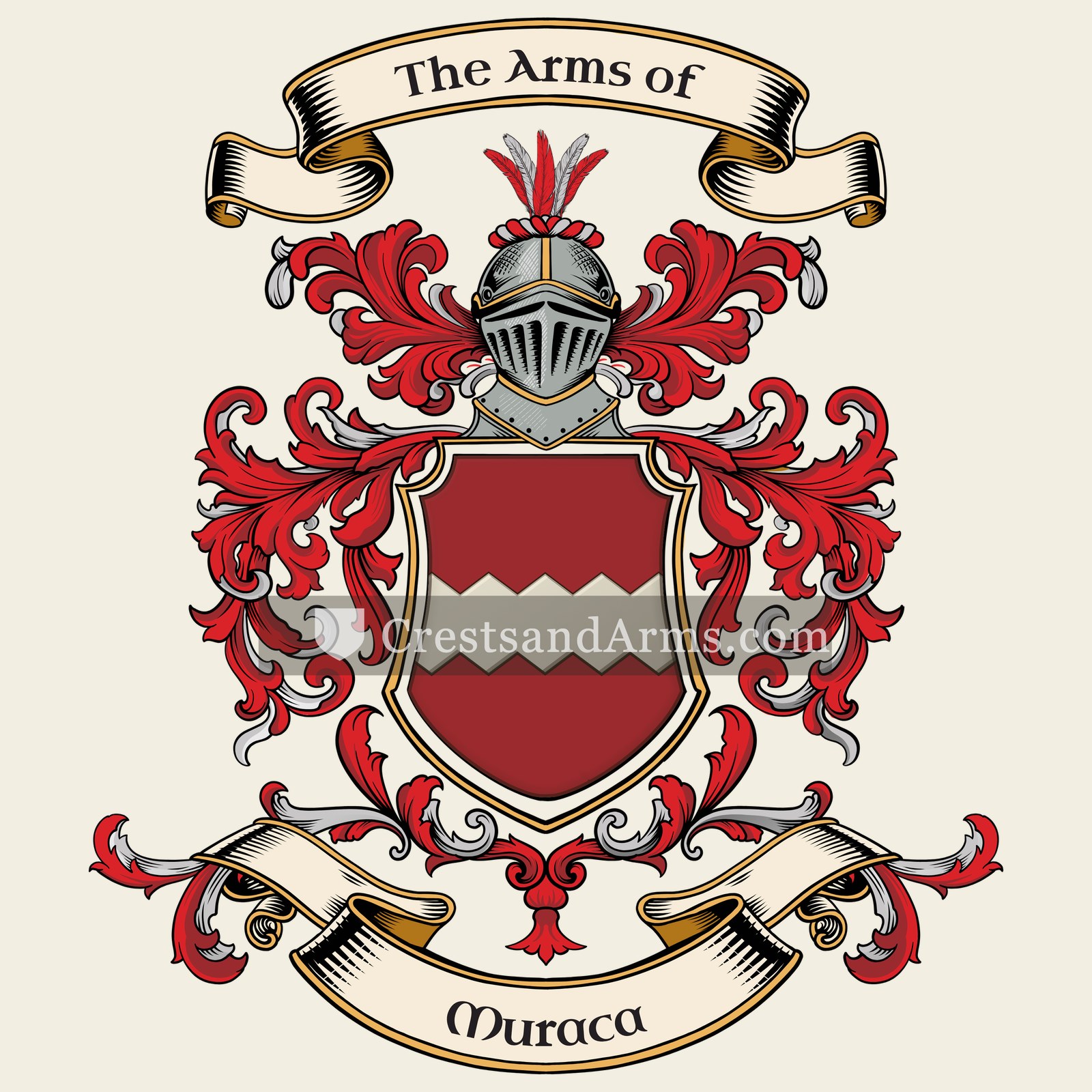 The Muraca coat of arms, drawn from the recorded blazon