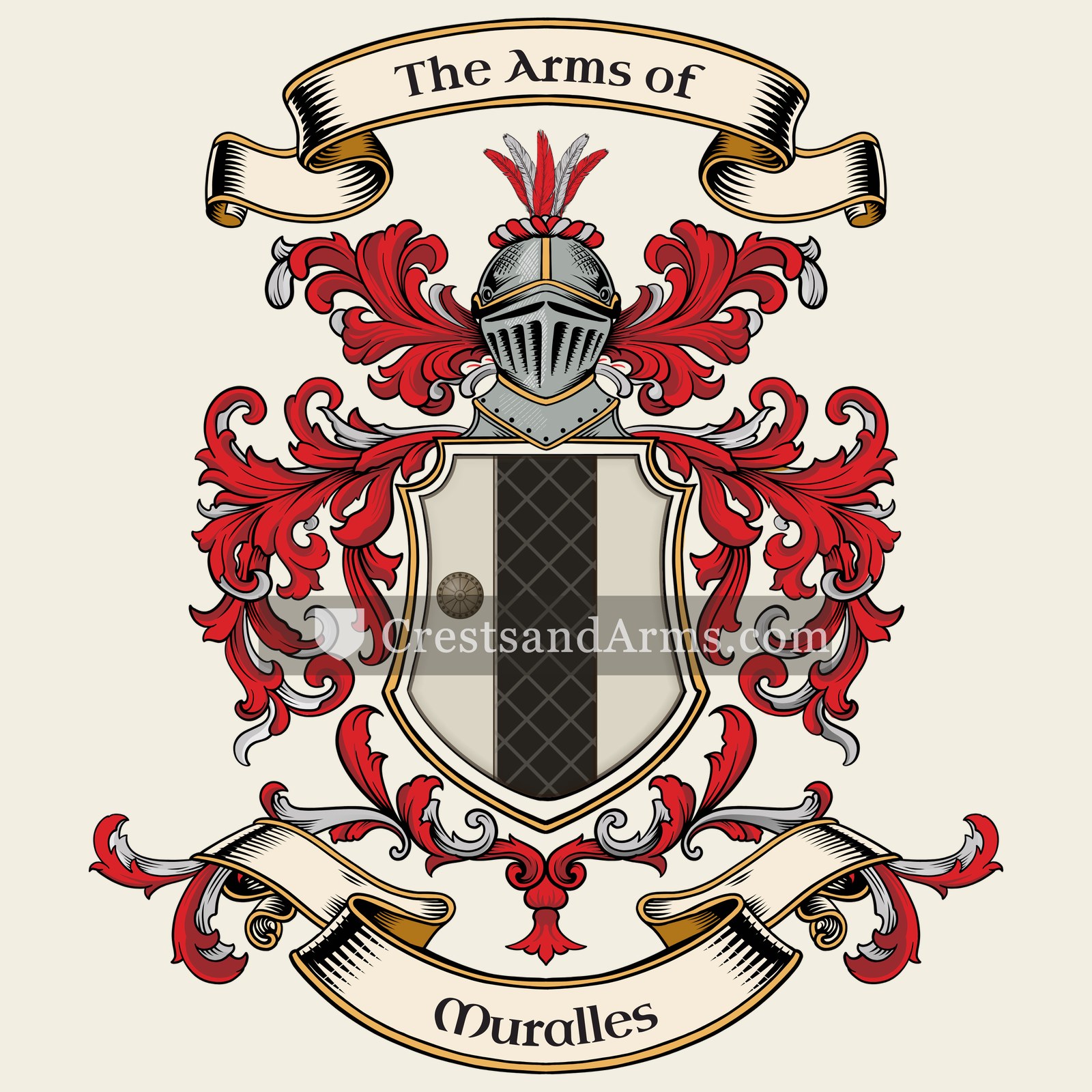 The Muralles coat of arms, drawn from the recorded blazon