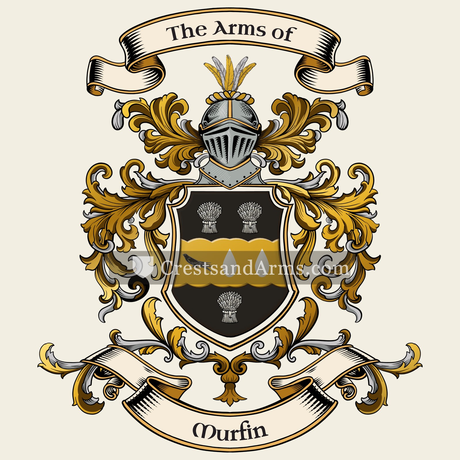 The Murfin coat of arms, drawn from the recorded blazon