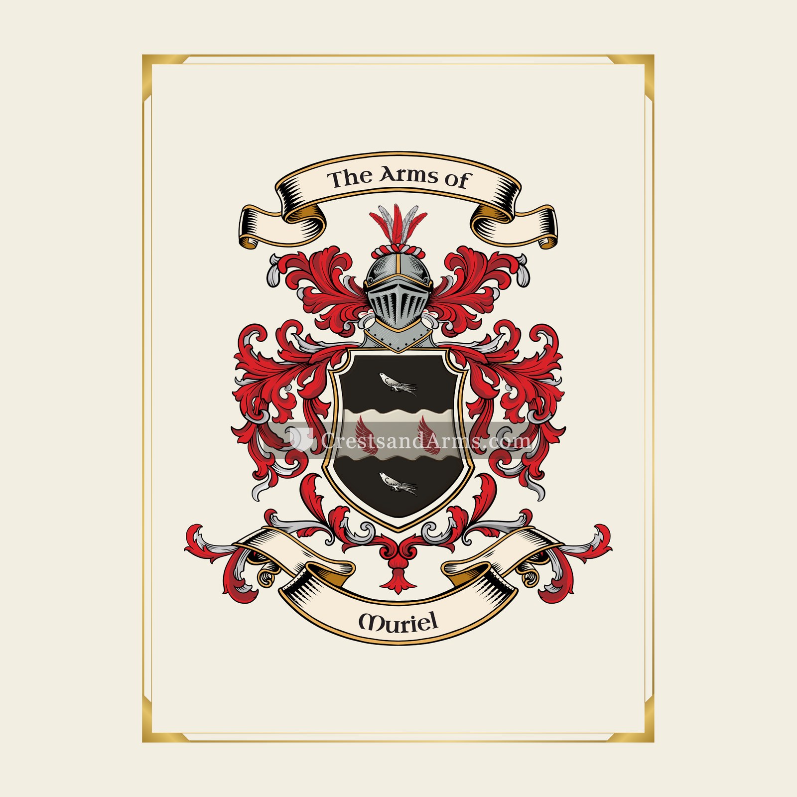 With gold border