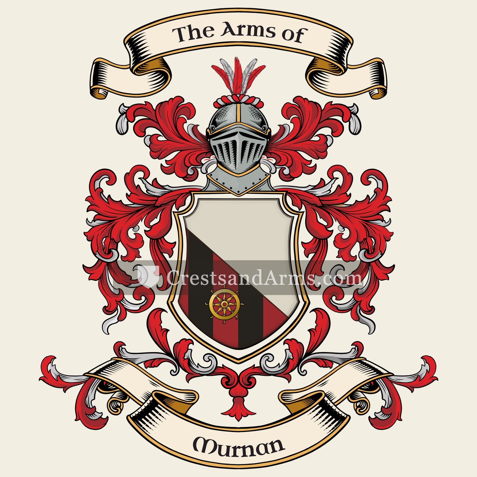 The Murnan coat of arms, drawn from the recorded blazon