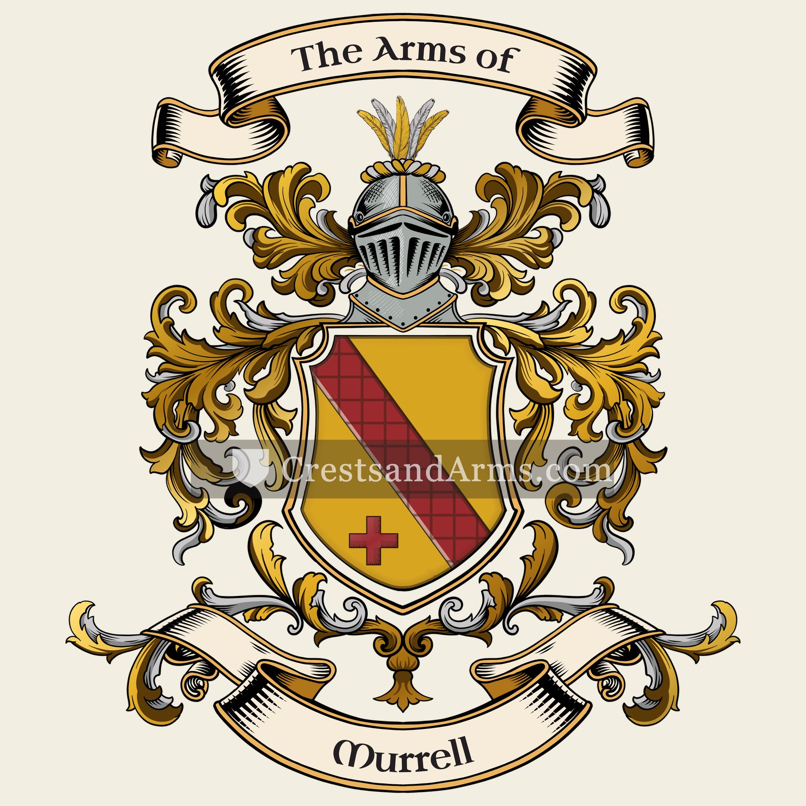 The Murrell coat of arms, drawn from the recorded blazon