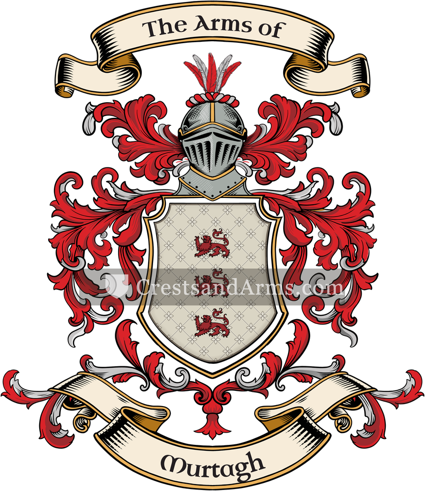 The Murtagh coat of arms, drawn from the recorded blazon