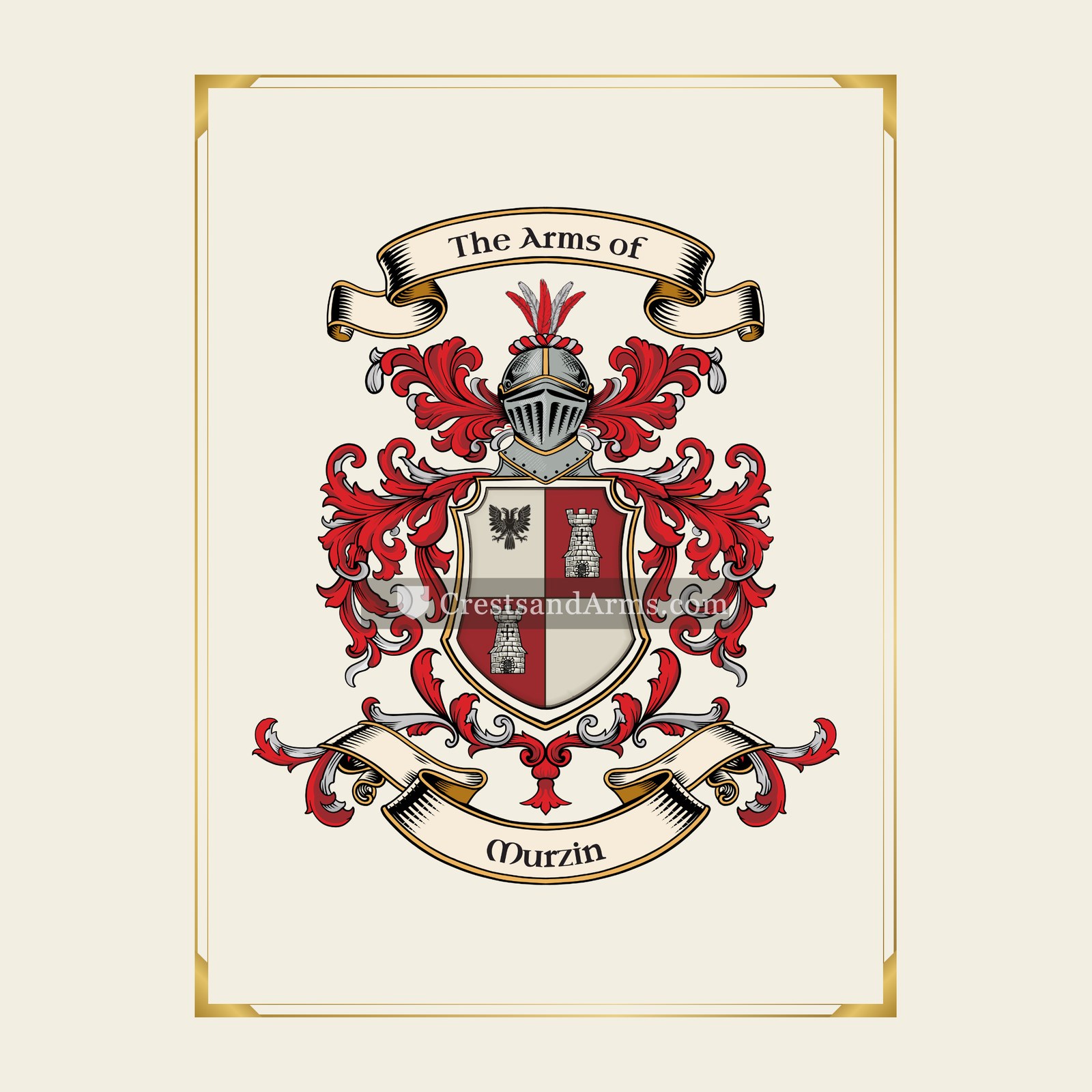 With gold border