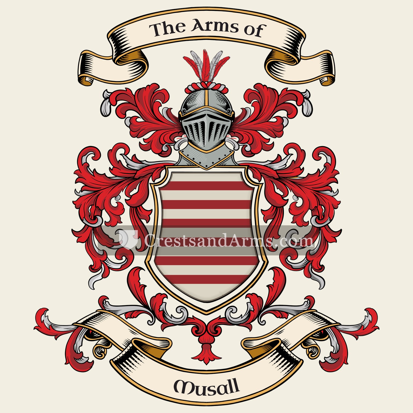 The Musall coat of arms, drawn from the recorded blazon