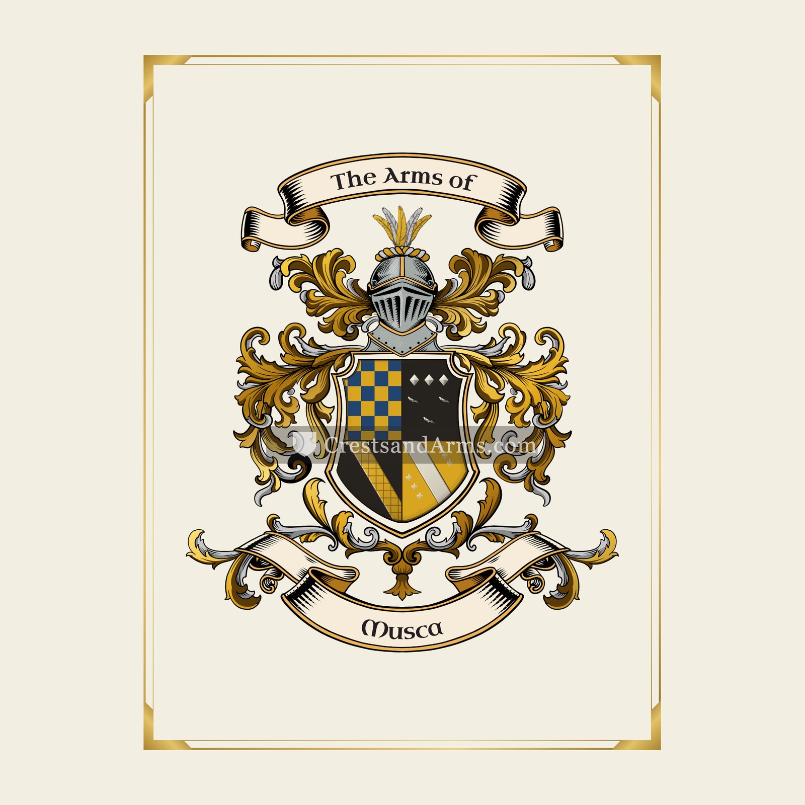 With gold border