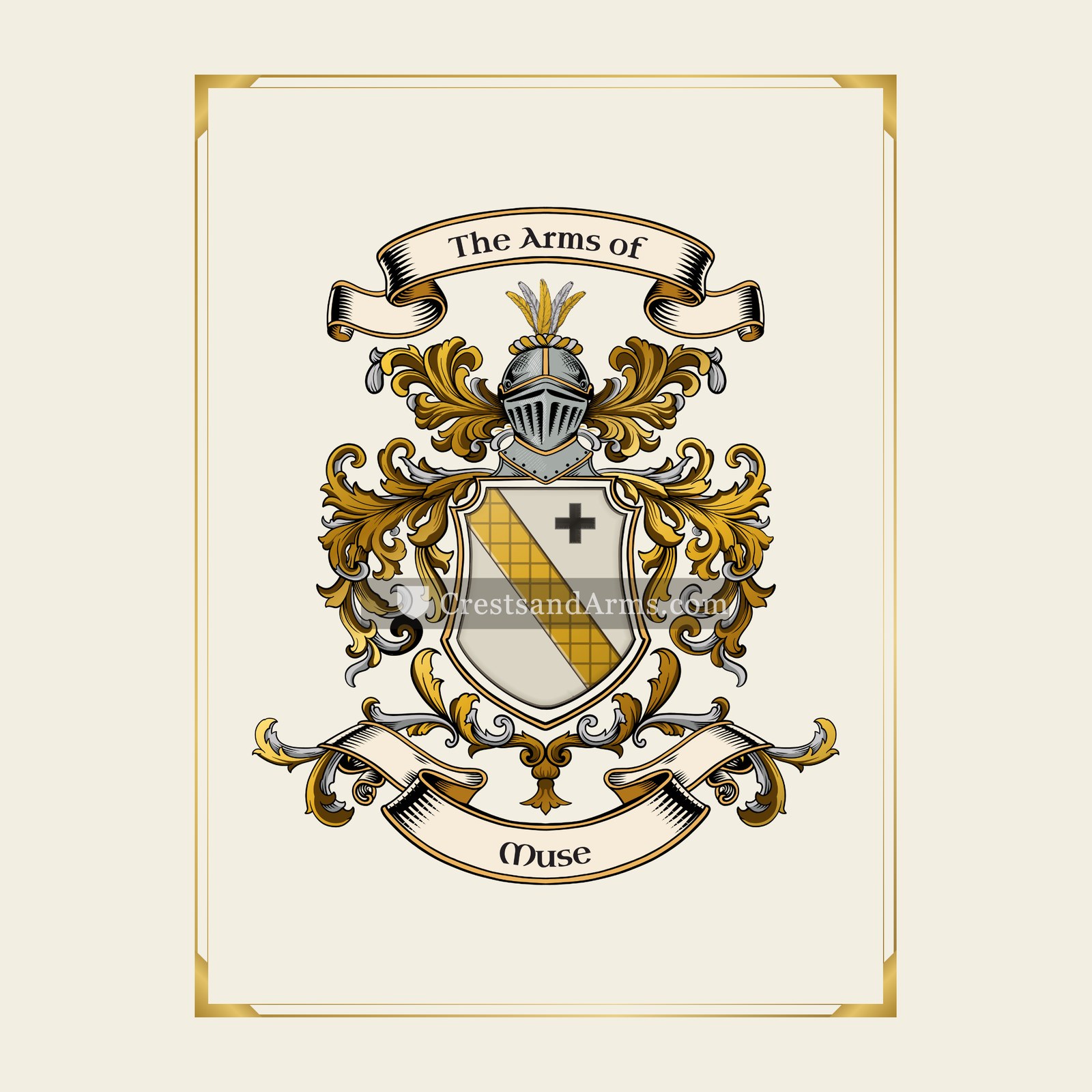 With gold border