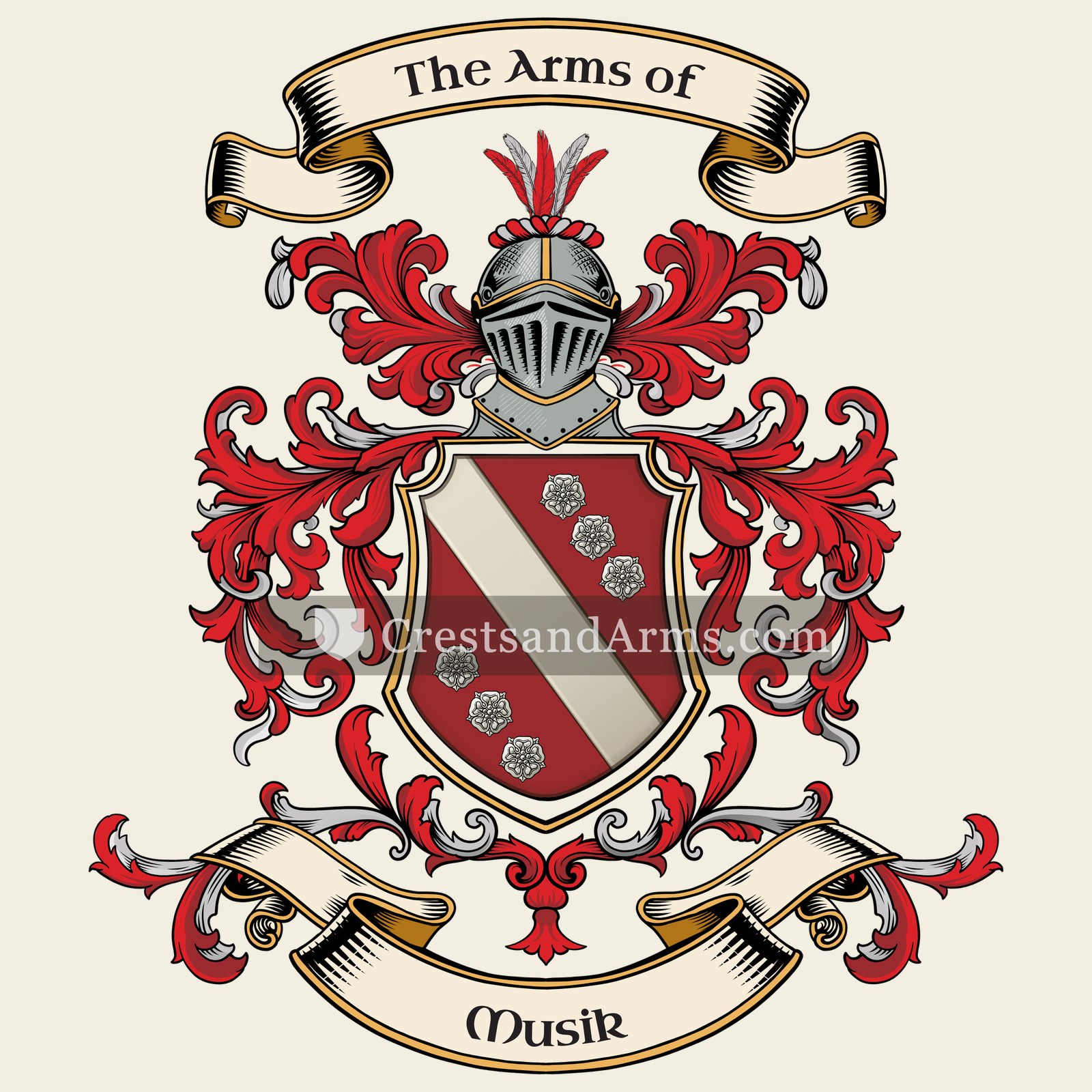 The Musik coat of arms, drawn from the recorded blazon