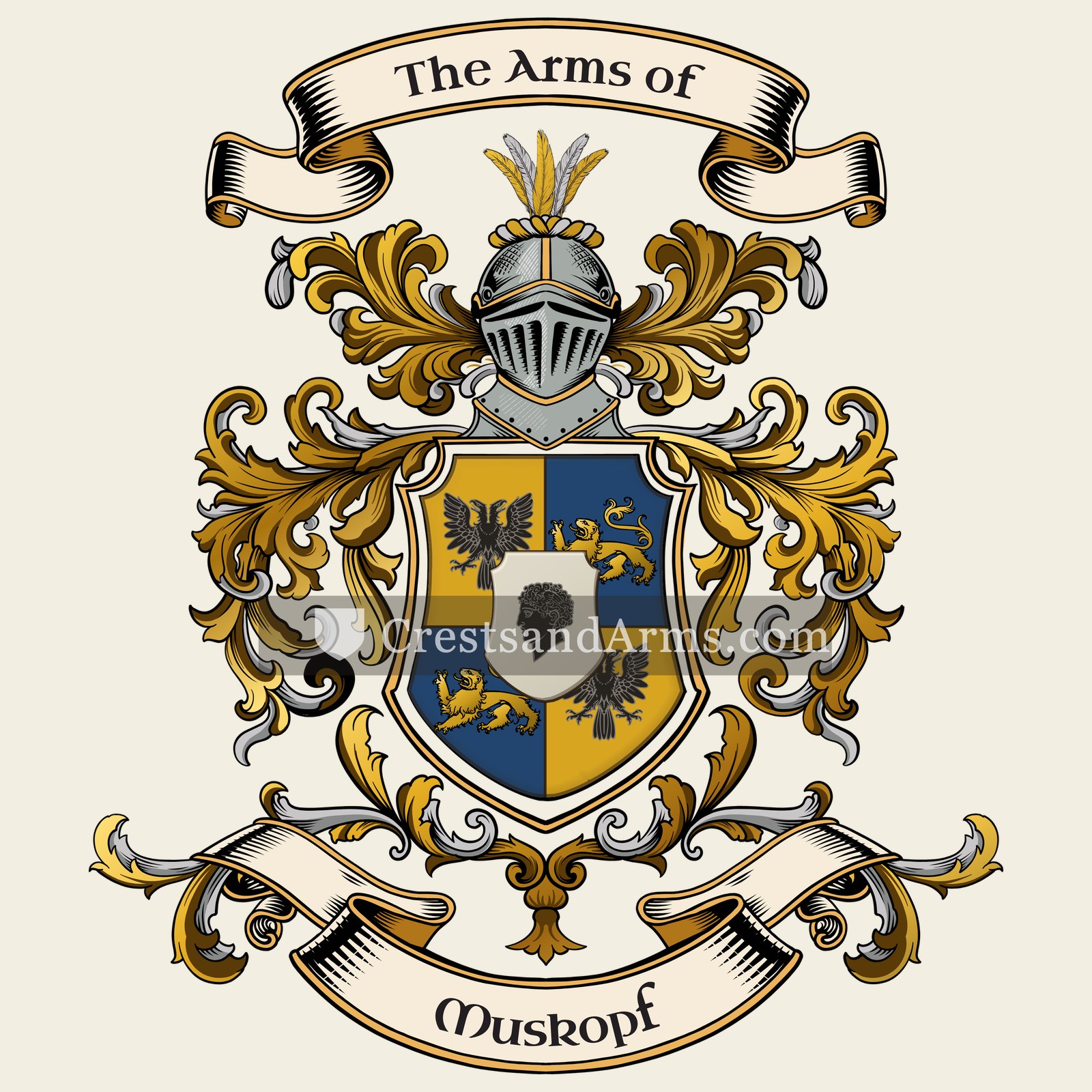 The Muskopf coat of arms, drawn from the recorded blazon