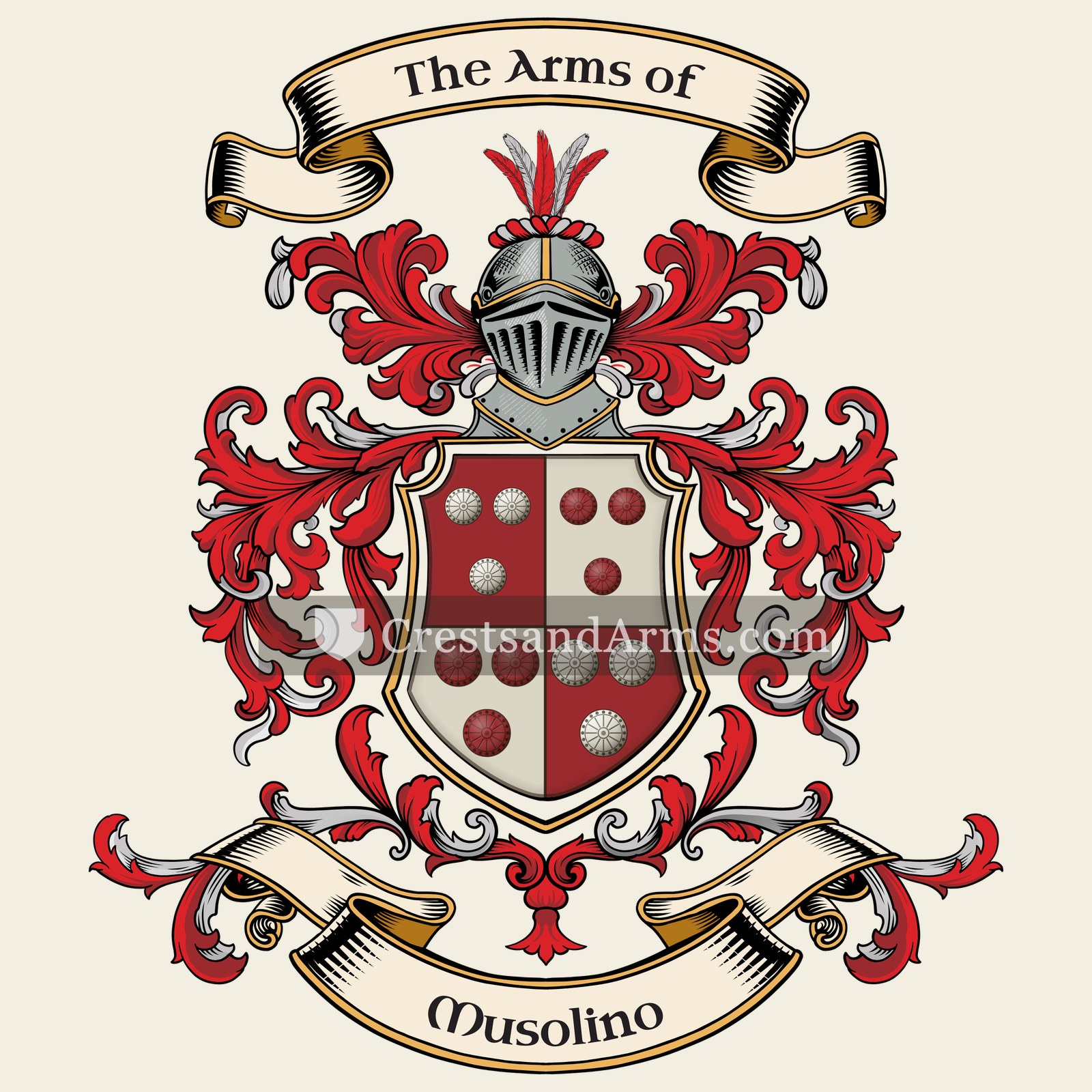 The Musolino coat of arms, drawn from the recorded blazon