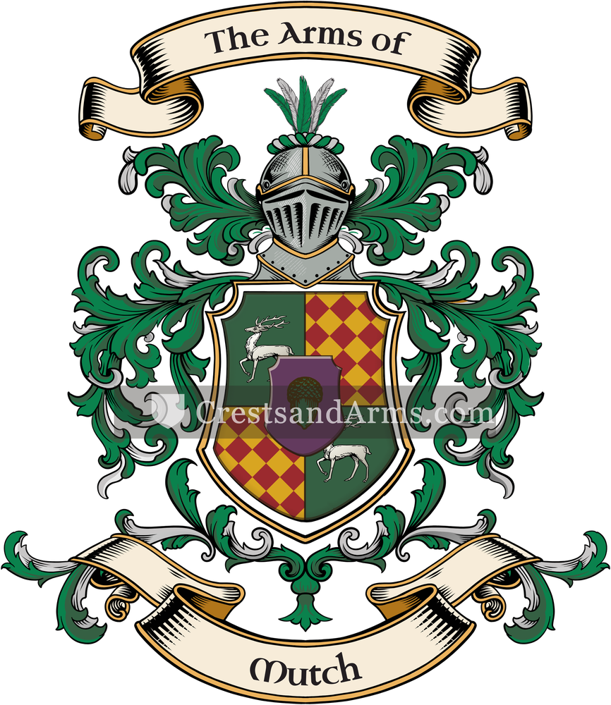 The Mutch coat of arms, drawn from the recorded blazon