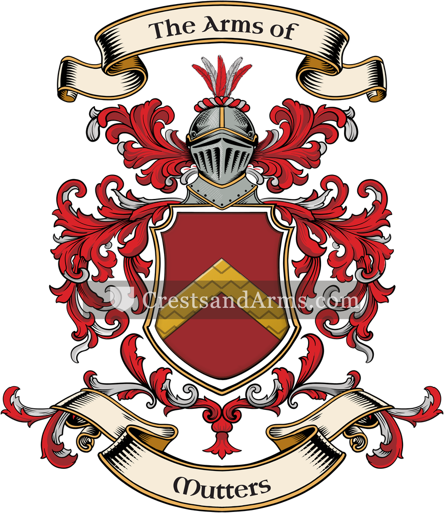 The Mutters coat of arms, drawn from the recorded blazon