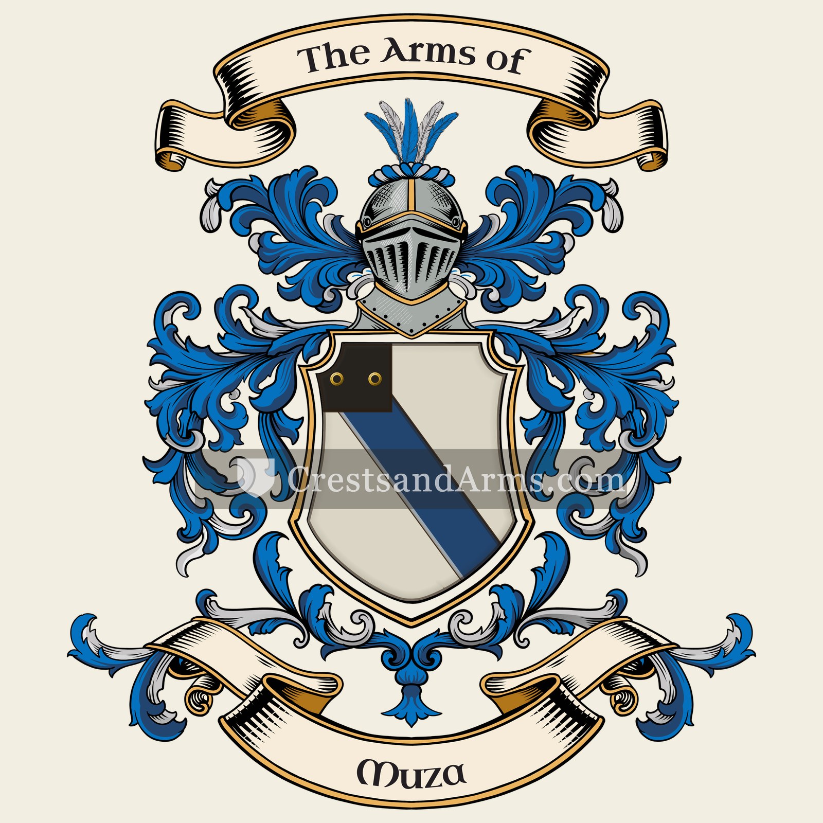 The Muza coat of arms, drawn from the recorded blazon