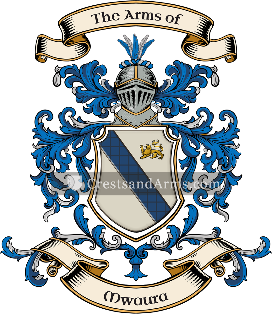 The Mwaura coat of arms, drawn from the recorded blazon