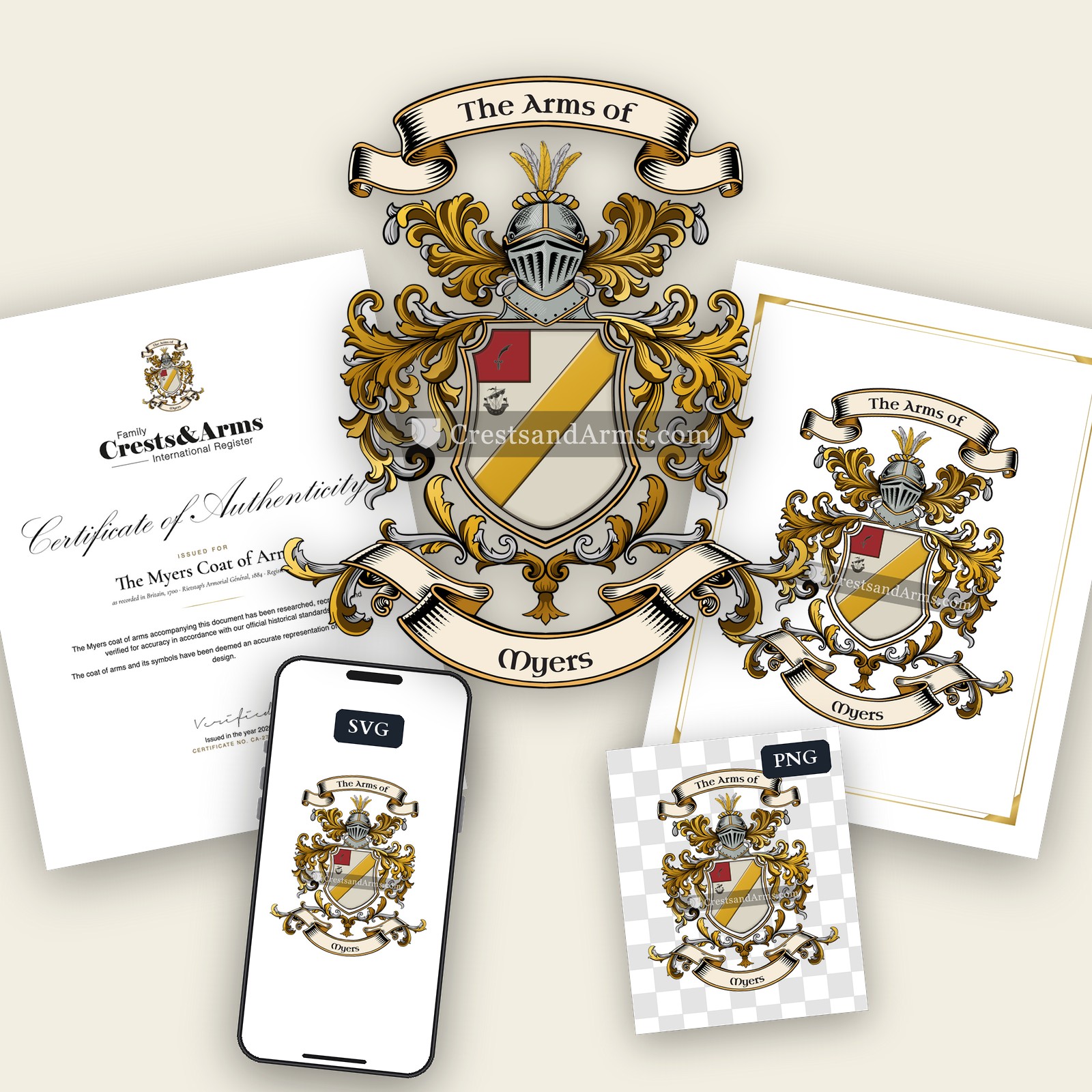 The Myers arms on the coat of arms — digital pack