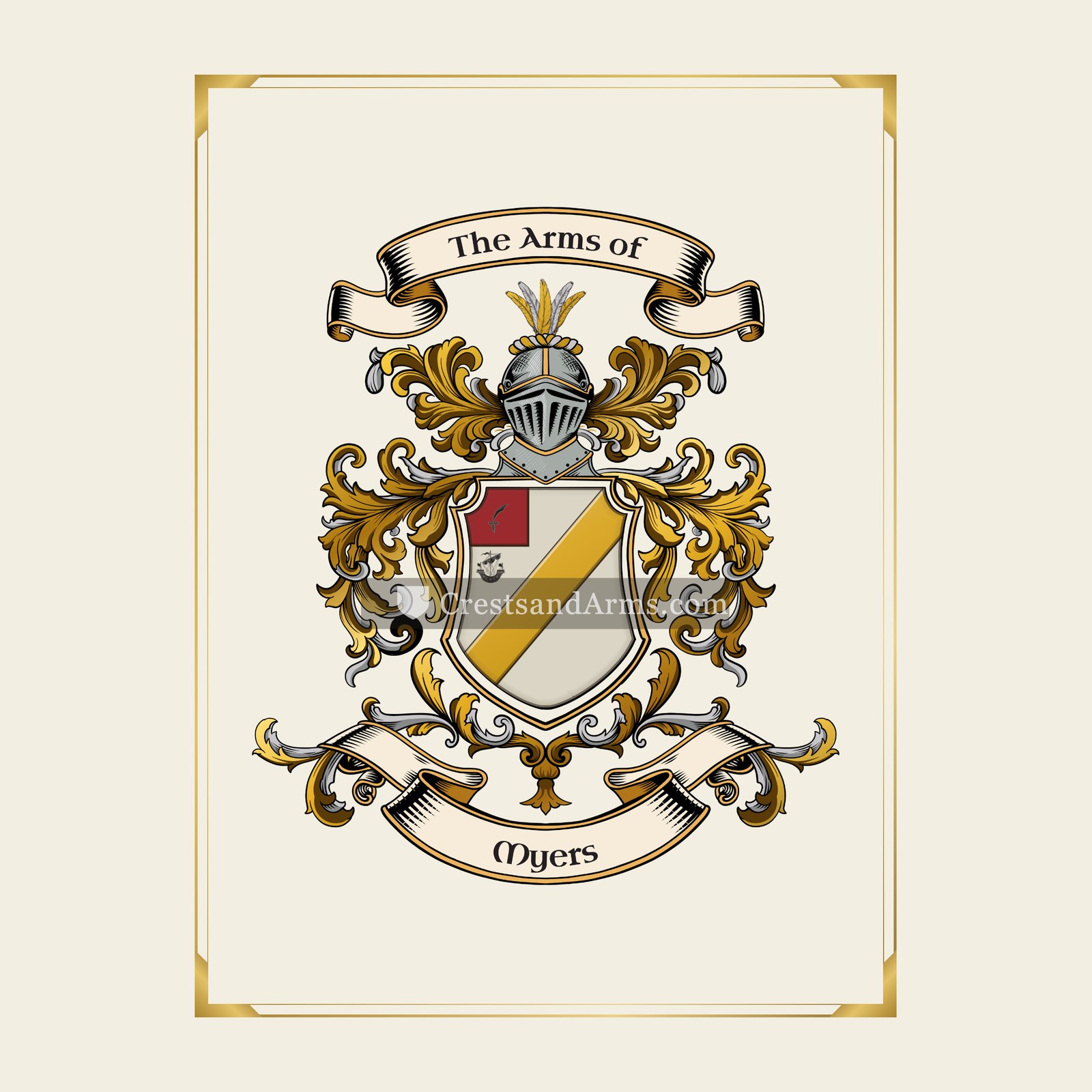 With gold border