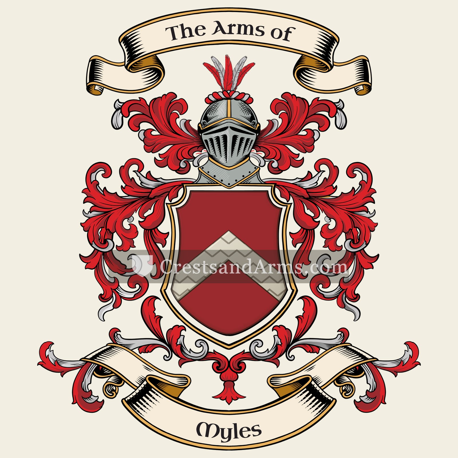 The Myles coat of arms, drawn from the recorded blazon