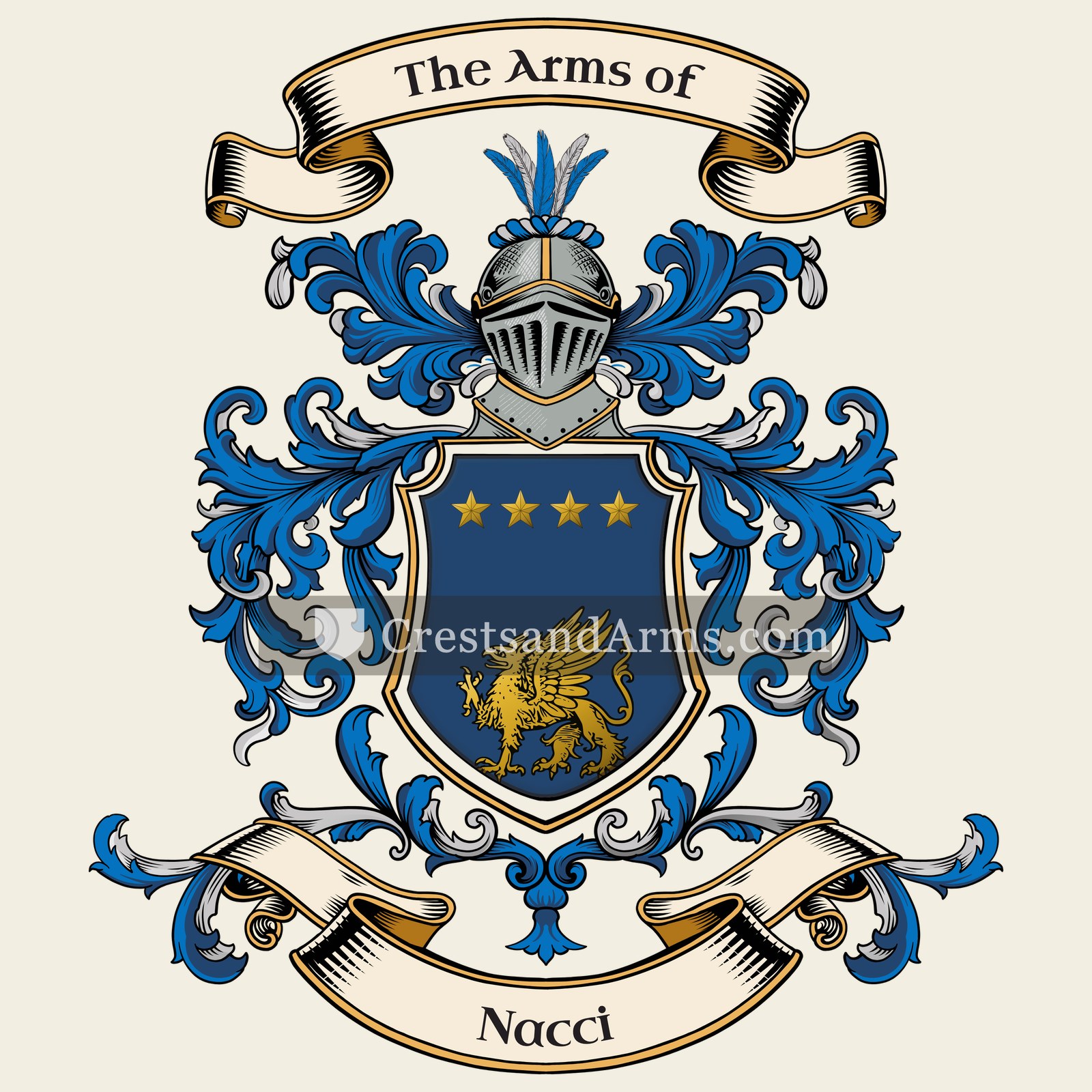 The Nacci coat of arms, drawn from the recorded blazon