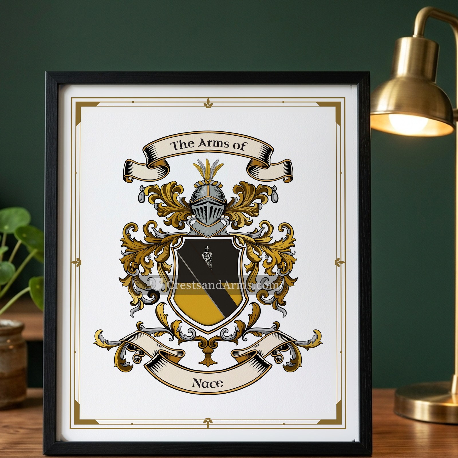The Nace coat of arms on the framed print