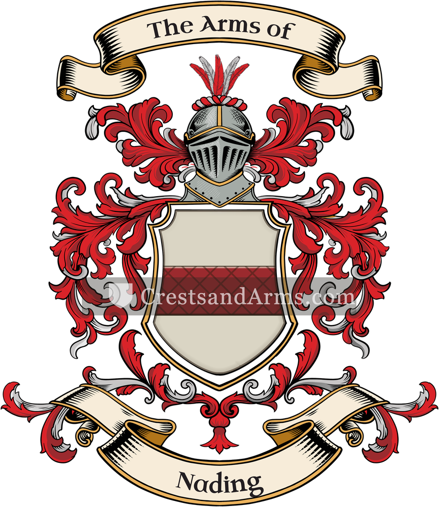 The Nading coat of arms, drawn from the recorded blazon