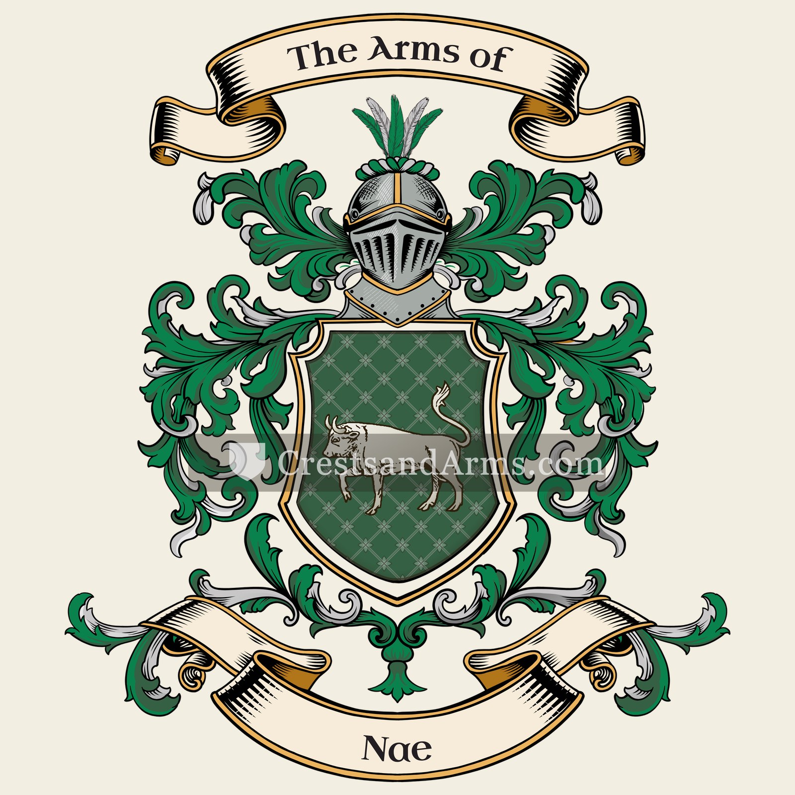 The Nae coat of arms, drawn from the recorded blazon