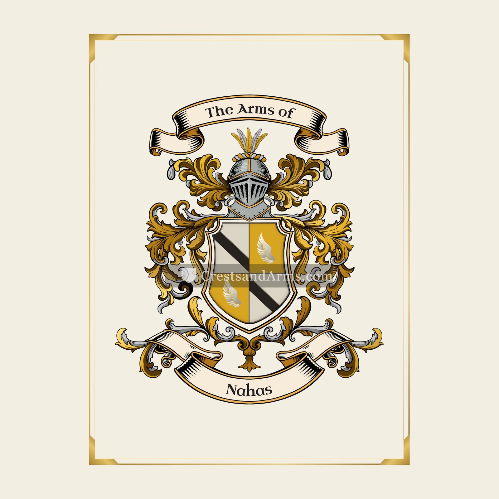With gold border