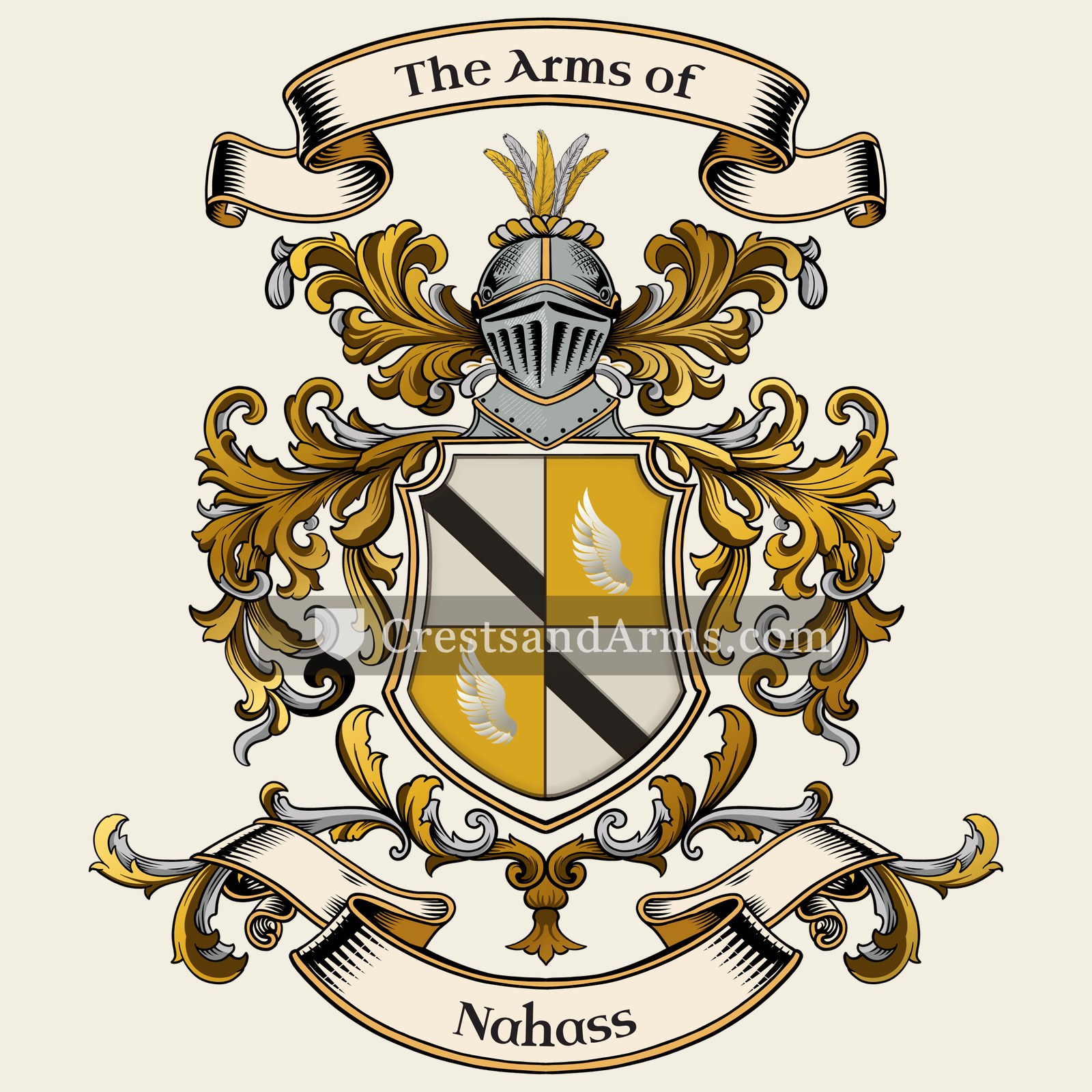 The Nahass coat of arms, drawn from the recorded blazon