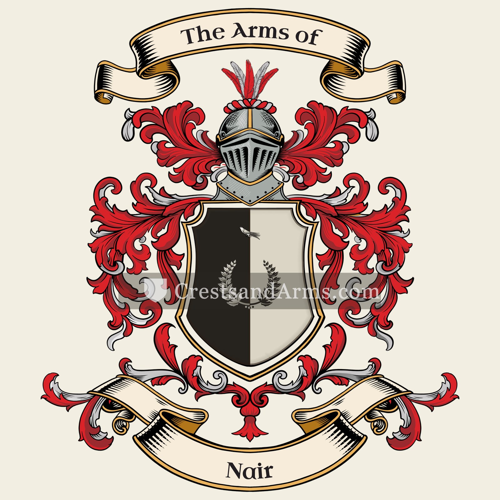 The Nair coat of arms, drawn from the recorded blazon