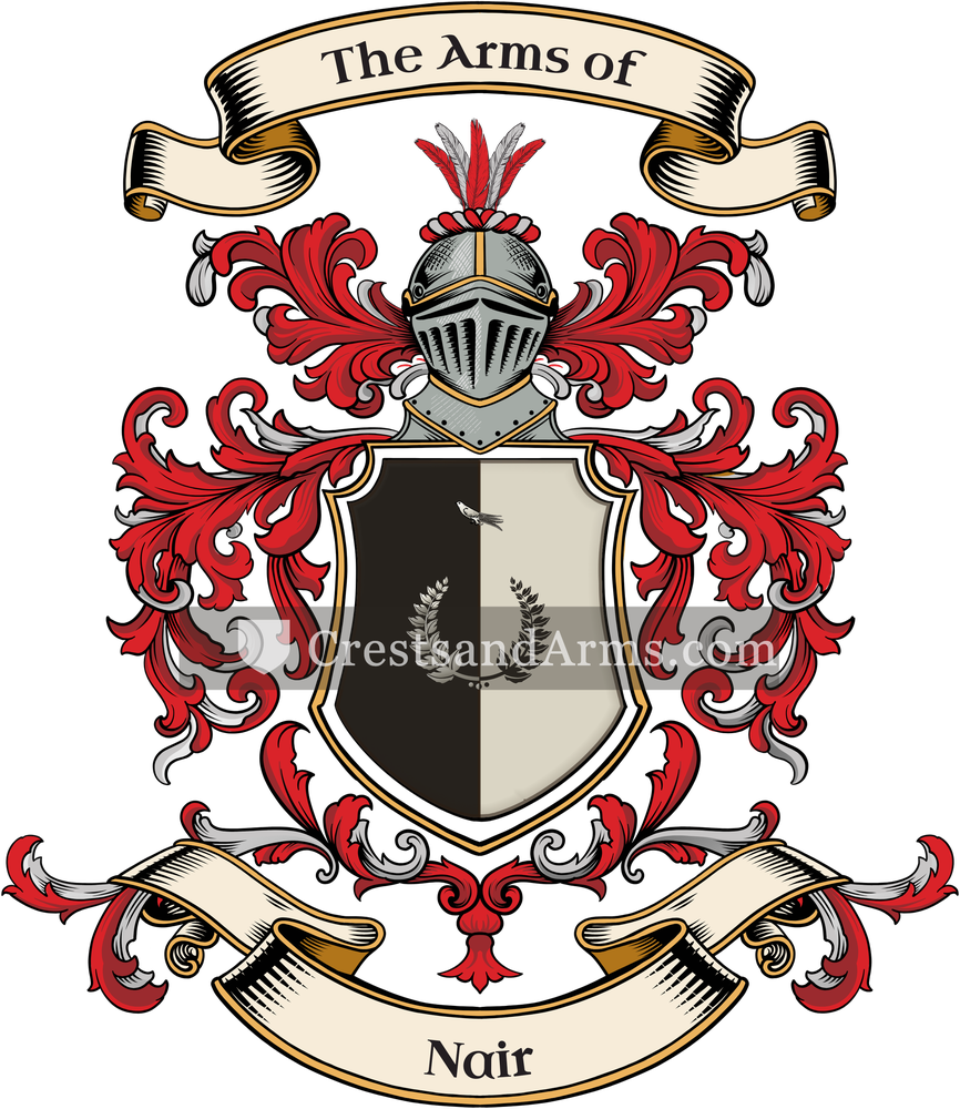 The Nair coat of arms, drawn from the recorded blazon