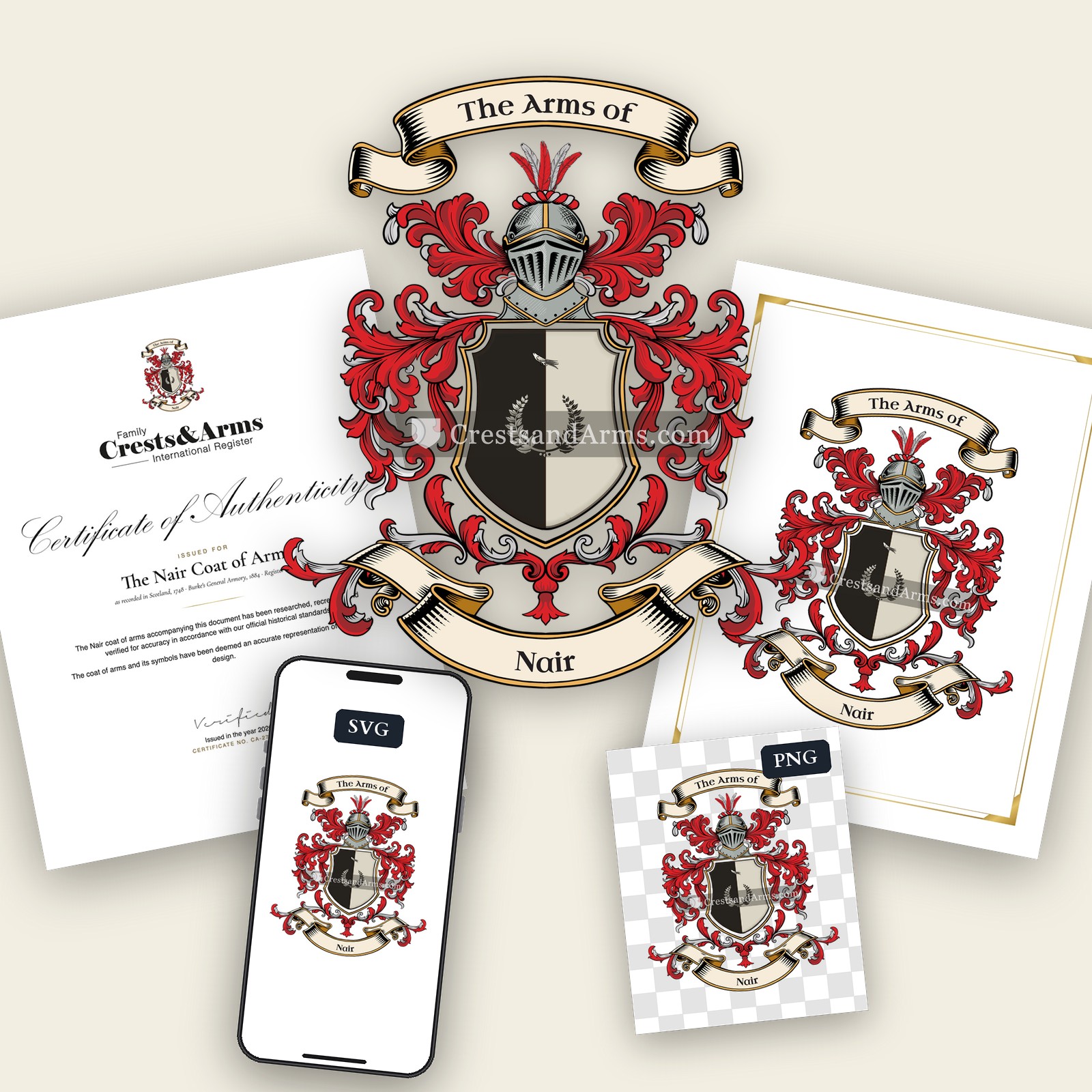 The Nair arms on the coat of arms — digital pack