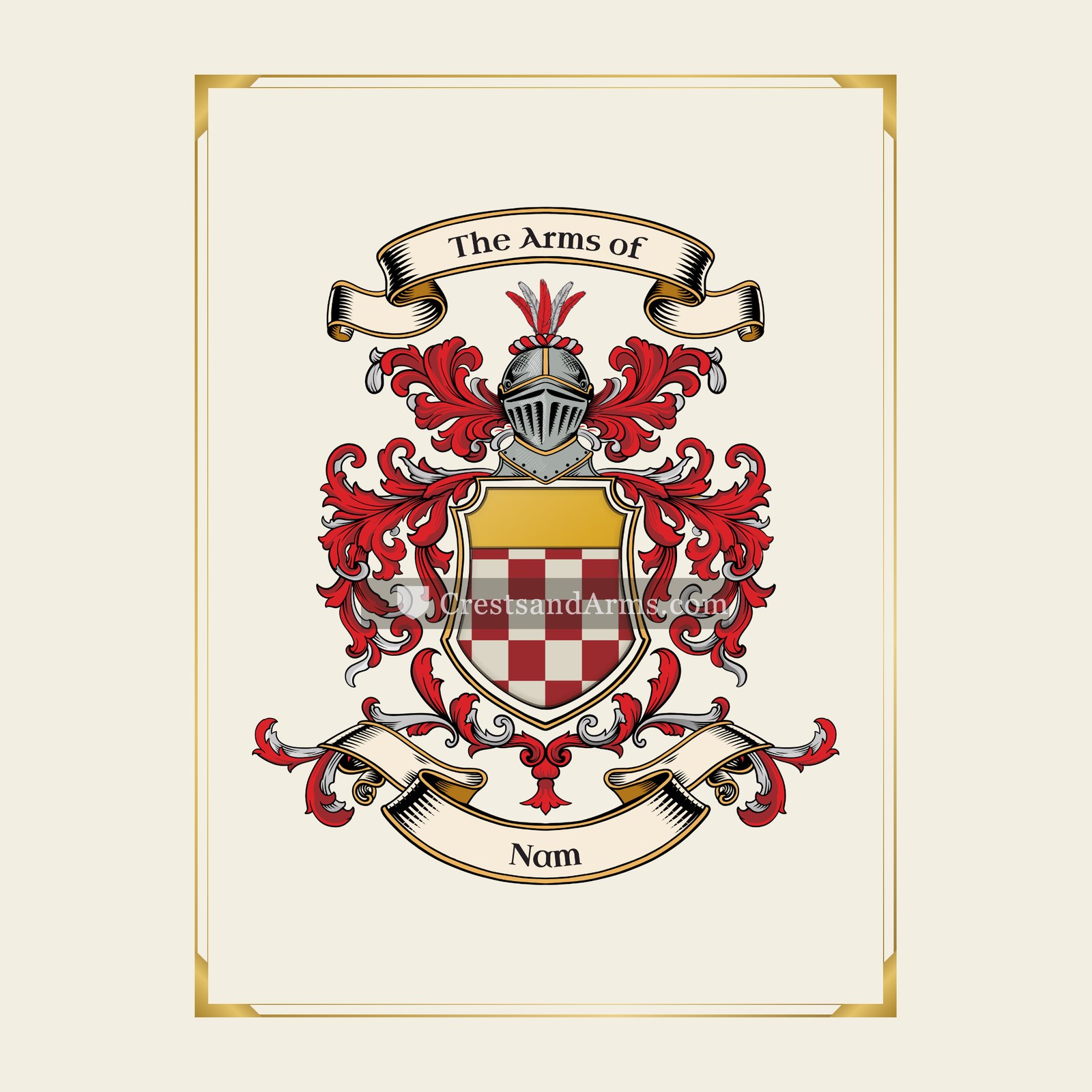 With gold border